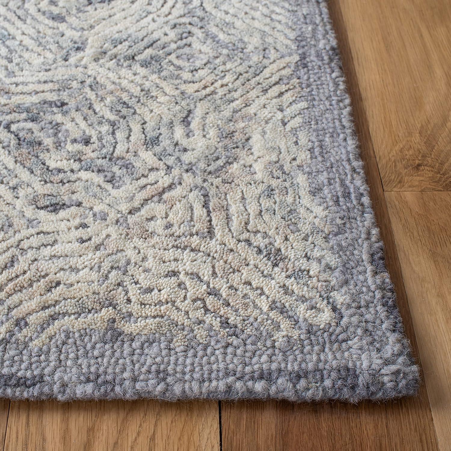 Ikat IKT506 Hand Tufted Area Rug - Silver - 9'x12' - Safavieh
