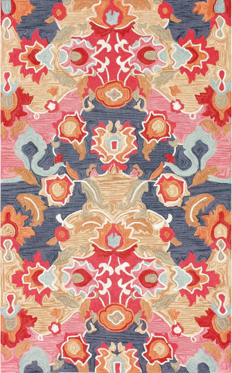 Hand-Tufted Multicolor Floral Synthetic 2' x 3' Area Rug