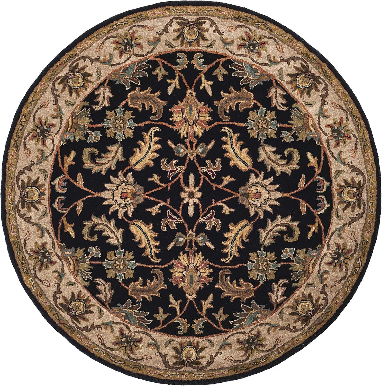 Heritage HG628 Hand Tufted Area Rug - Black/Beige - 6' Round - Safavieh.