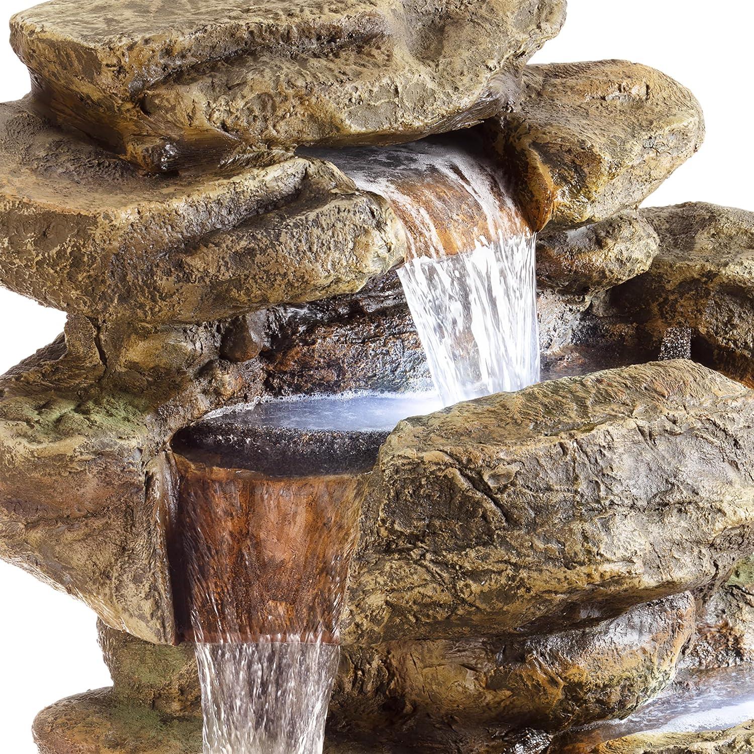 Alpine Corporation 6-Tier Amazonian Water Fountain with LED Lights