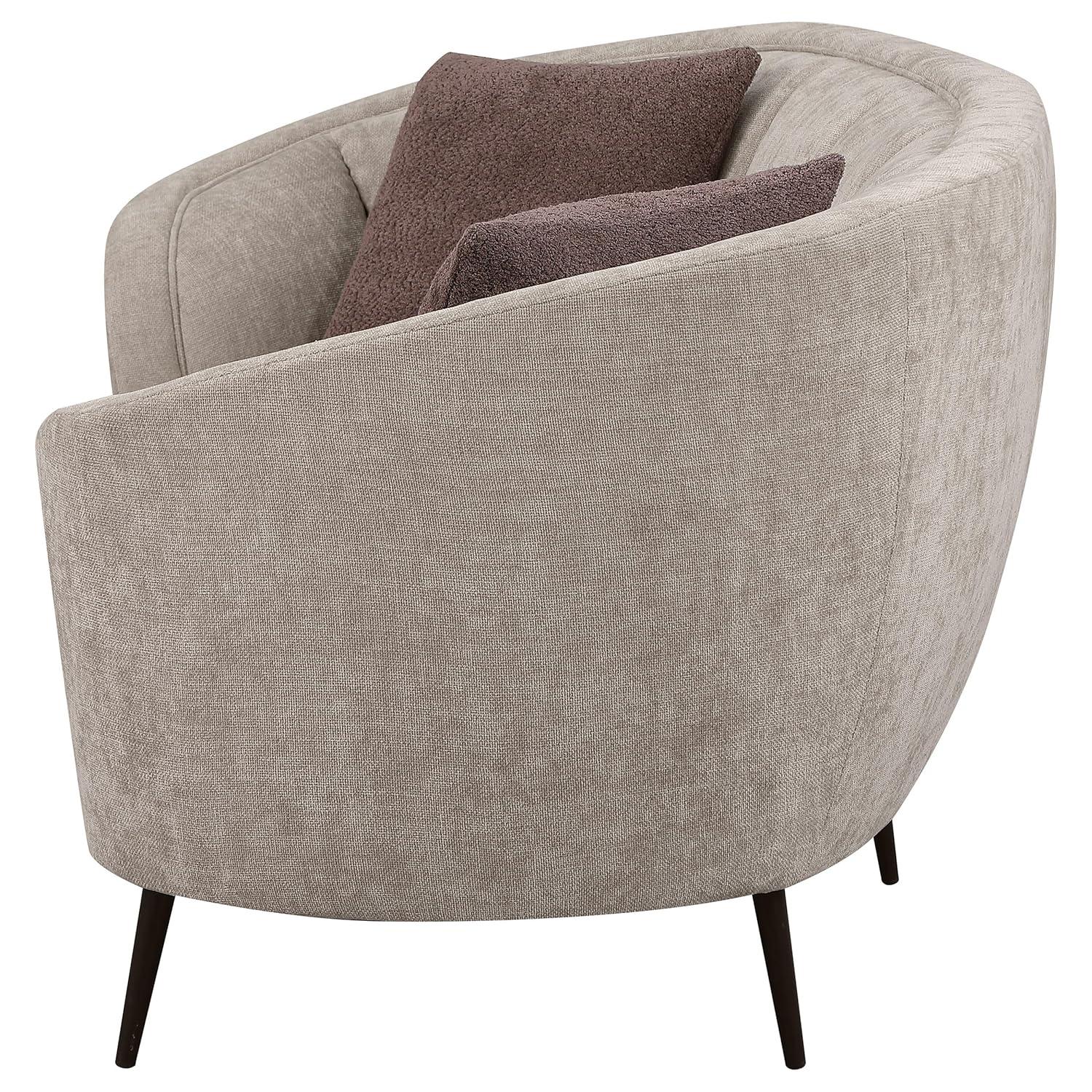 Coaster Ellorie Fabric Upholstered Channel Back Curved Loveseat Beige