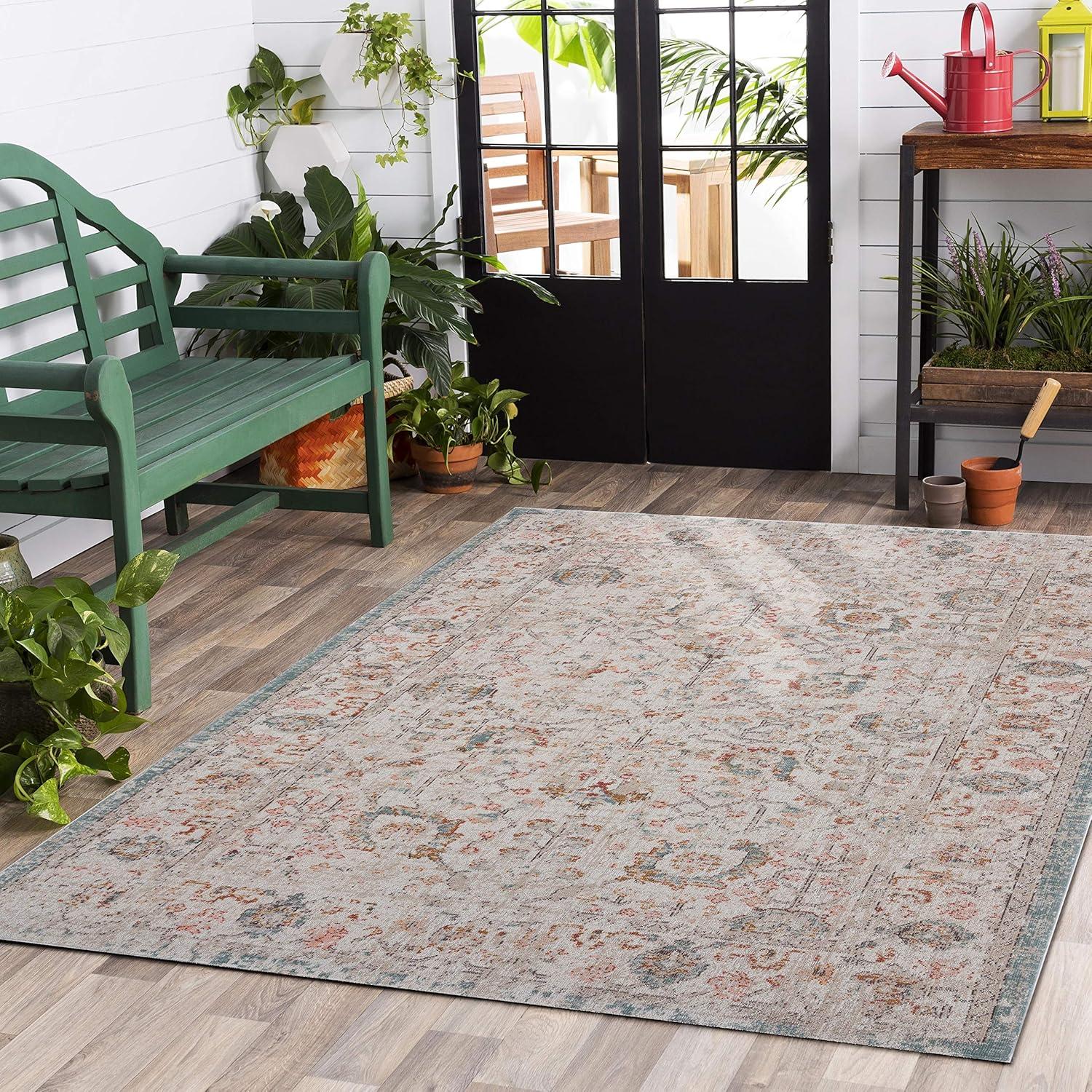 Ox Bay Botanical Woven Indoor/Outdoor Area Rug, Beige, 5' 3" x 7' 10"