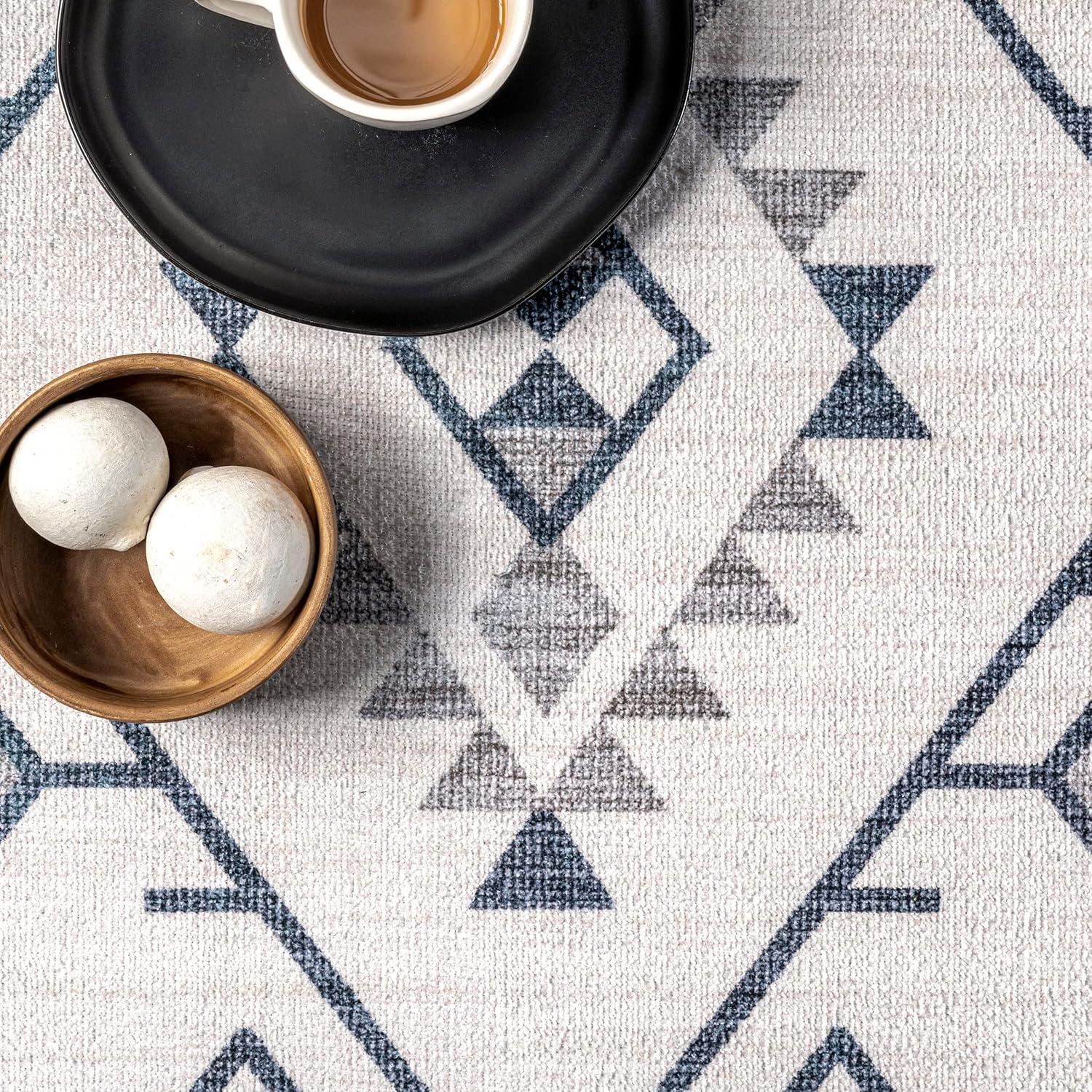 Nuloom Evalyn Diamond 2x6 Machine Washable Runner Indoor Area Rug for Living Room Bedroom Dining Room Entryway Hallway Kitchen, Cream/Ivory