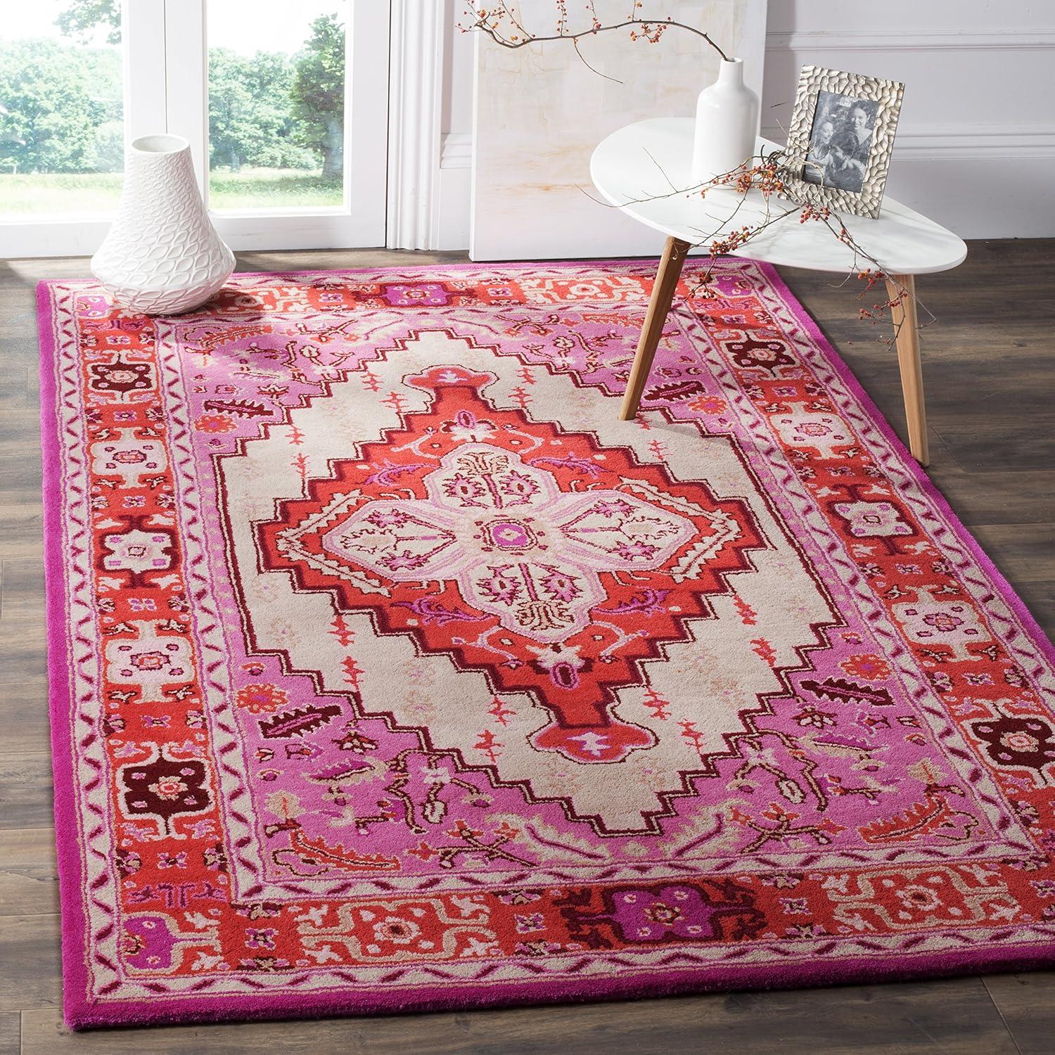 Bellagio BLG545 Hand Tufted Area Rug - Red Pink/Ivory - 3'x5' - Safavieh..