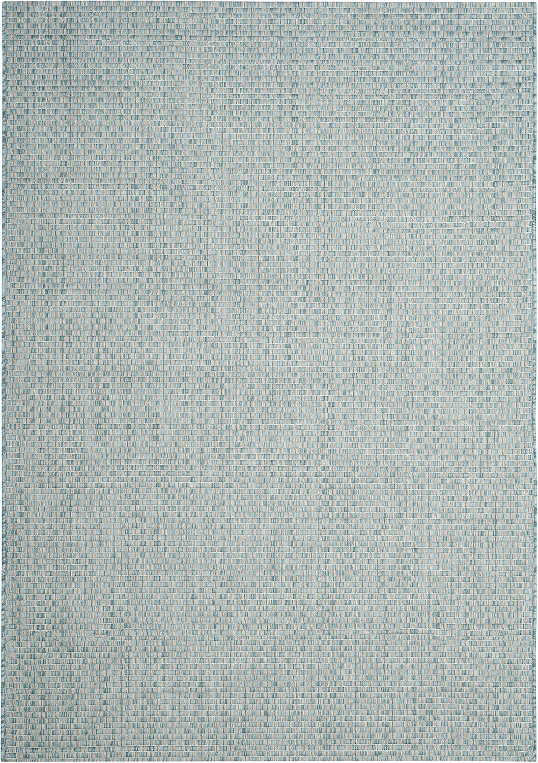 SAFAVIEH Courtyard Blair Geometric Indoor/Outdoor Area Rug, 5'3" x 7'7", Light Blue/Light Grey