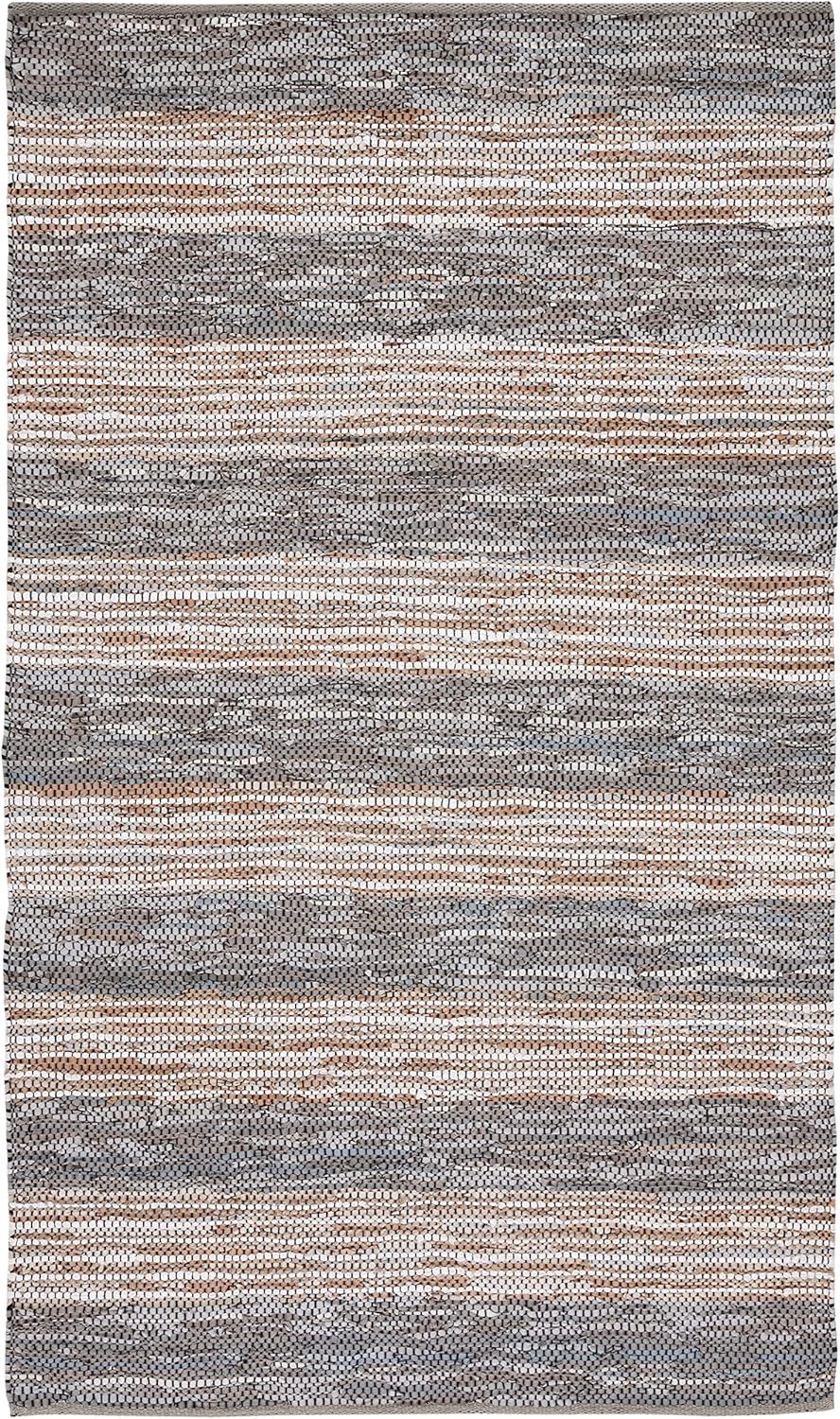 Vintage Leather VTL204 Hand Woven Area Rug - Grey/Natural - 5'x8' - Safavieh.