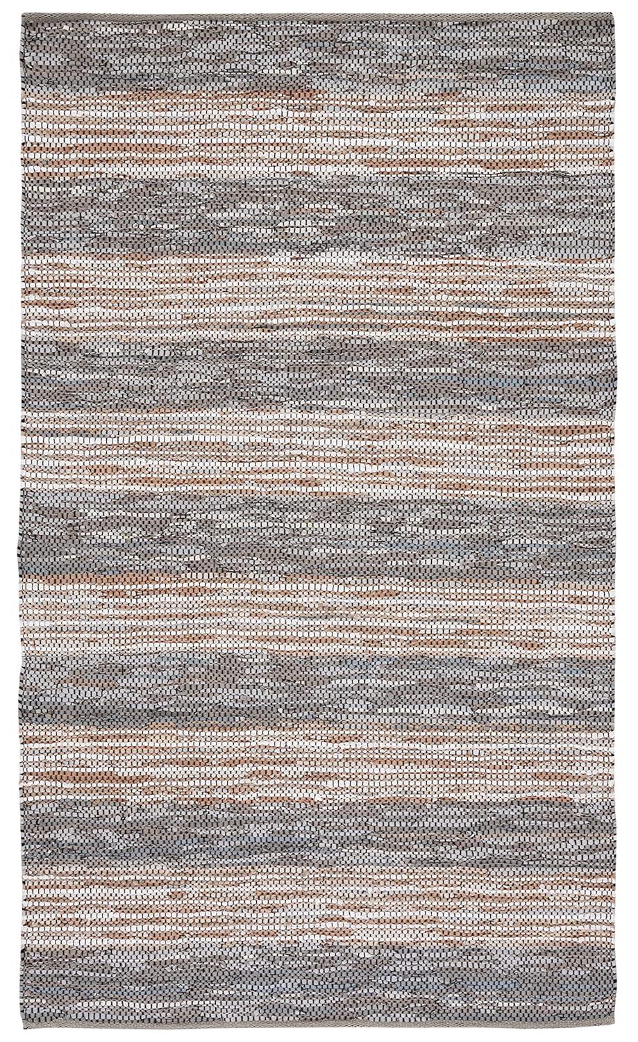 Vintage Leather VTL204 Hand Woven Area Rug - Grey/Natural - 5'x8' - Safavieh.