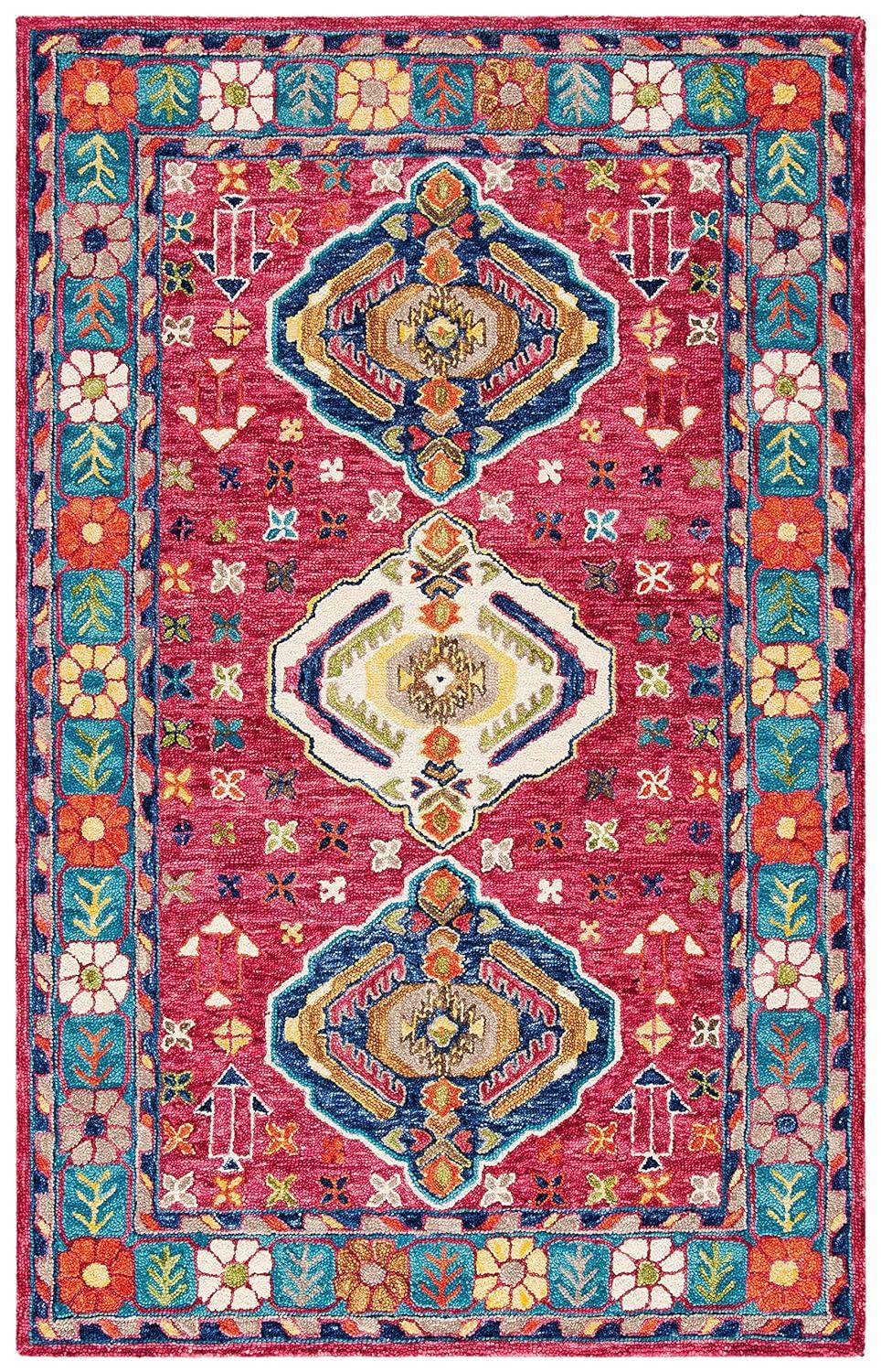 Aspen APN527 Hand Tufted Area Rug - Red/Blue - 4'x6' - Safavieh.