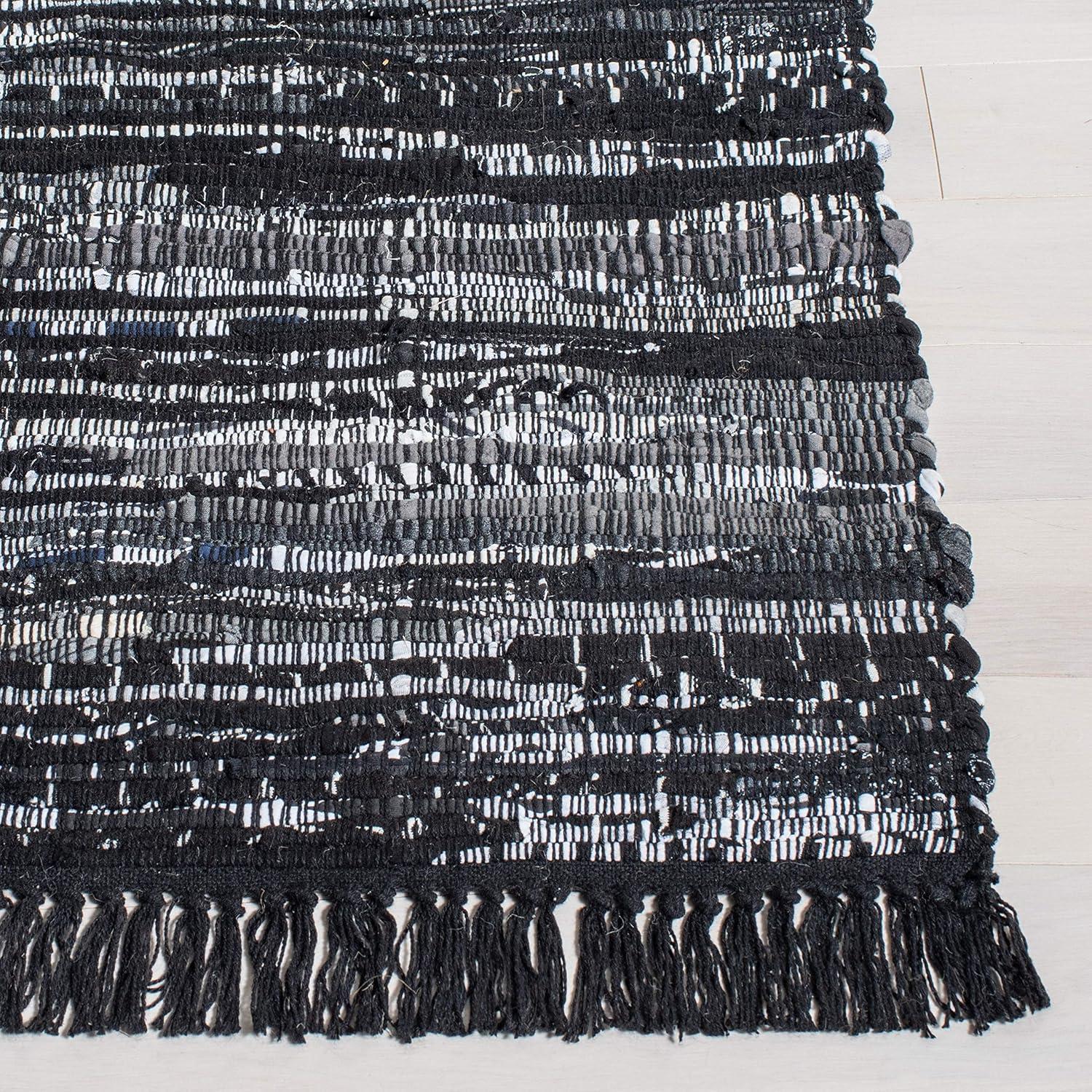 Rag Rug RAR121 Hand Woven Indoor Area Rug - 8'x10' - Aqua/Multi - Safavieh
