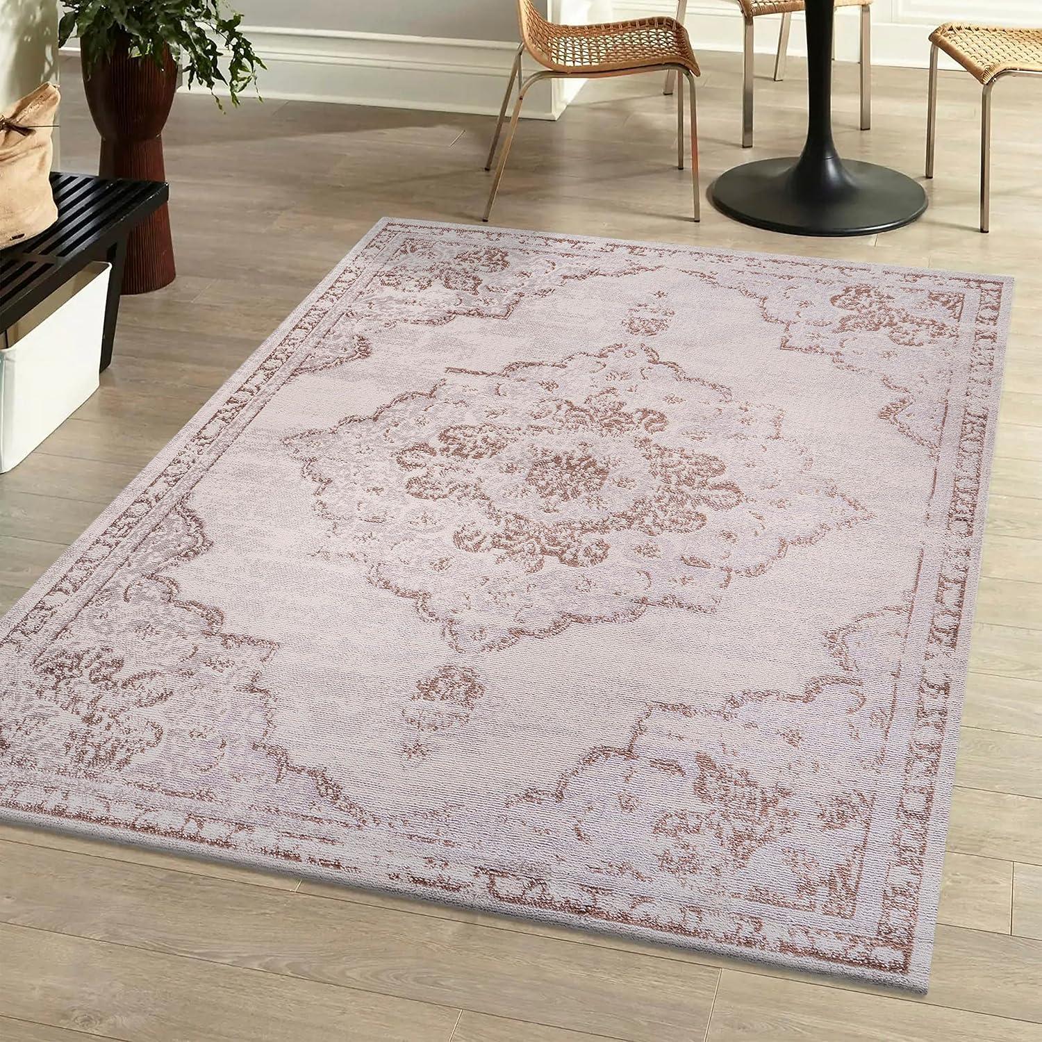 8'x10' Alhambra Ornate Medallion Modern Area Rug, Cream/Red - JONATHAN Y