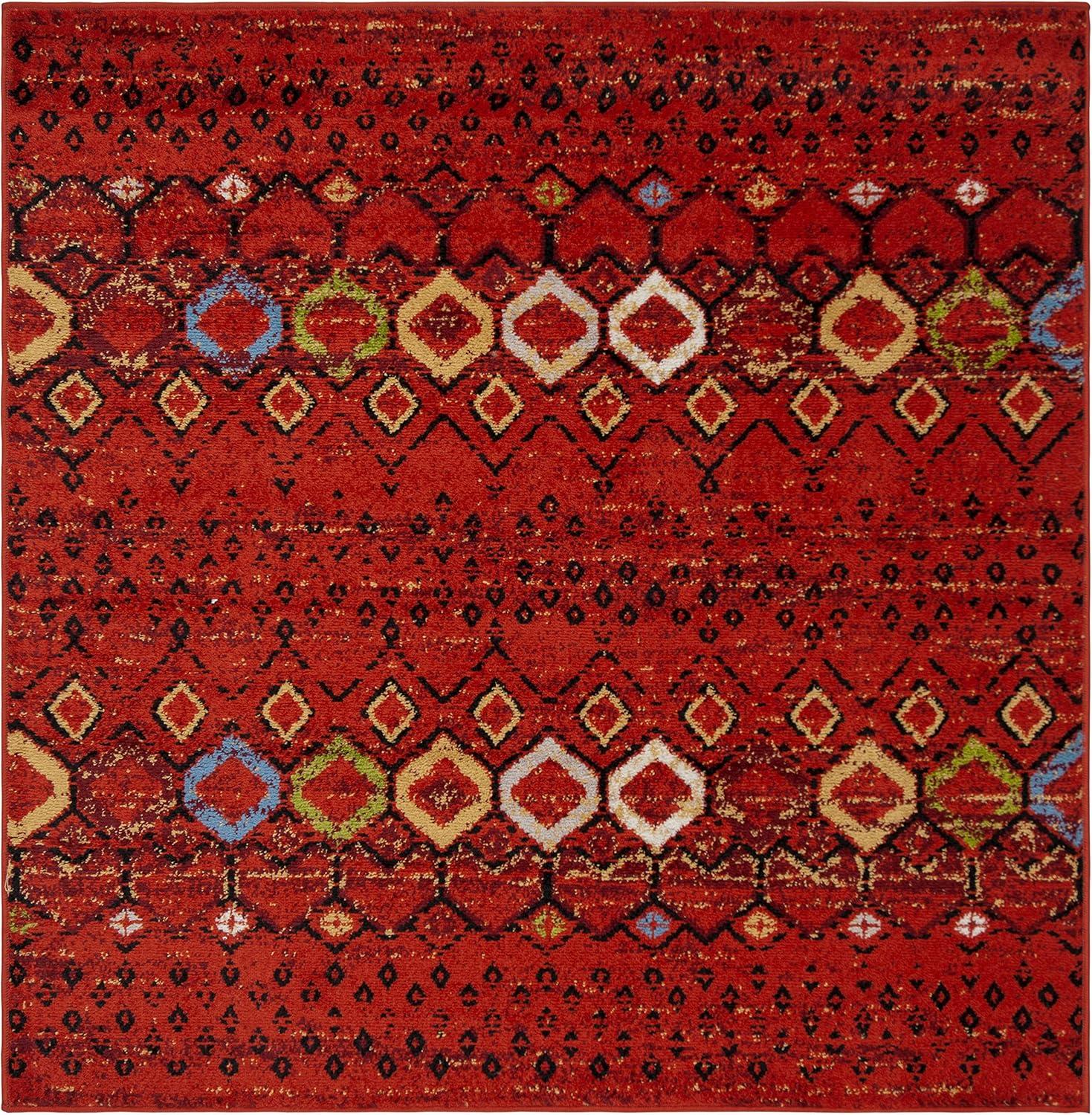 Safavieh Amsterdam Gladwin Geometric Area Rug, Terracotta/Multi, 5'1" x 5'1" Square