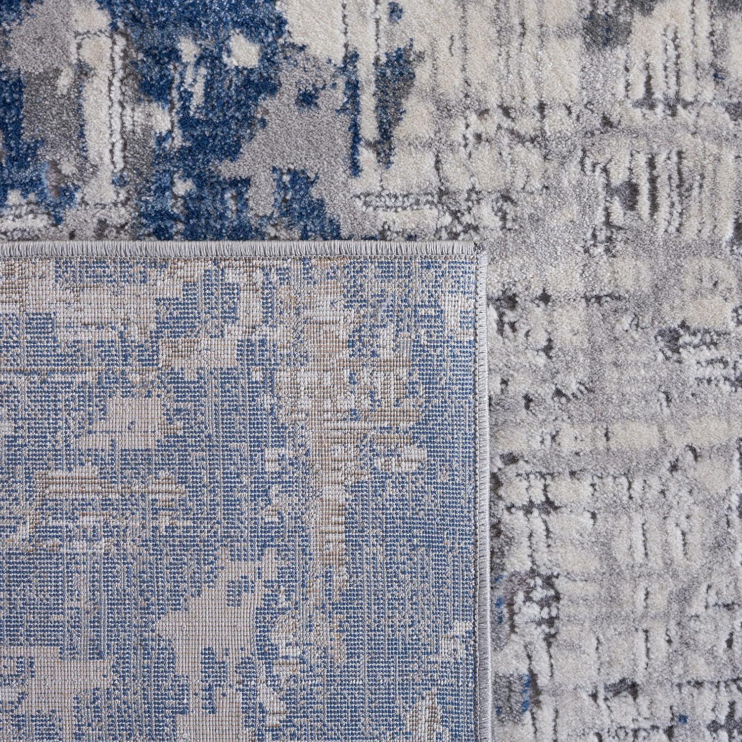 SAFAVIEH Meadow Bairre Abstract Area Rug, Ivory Grey/Blue, 6'7" x 9'