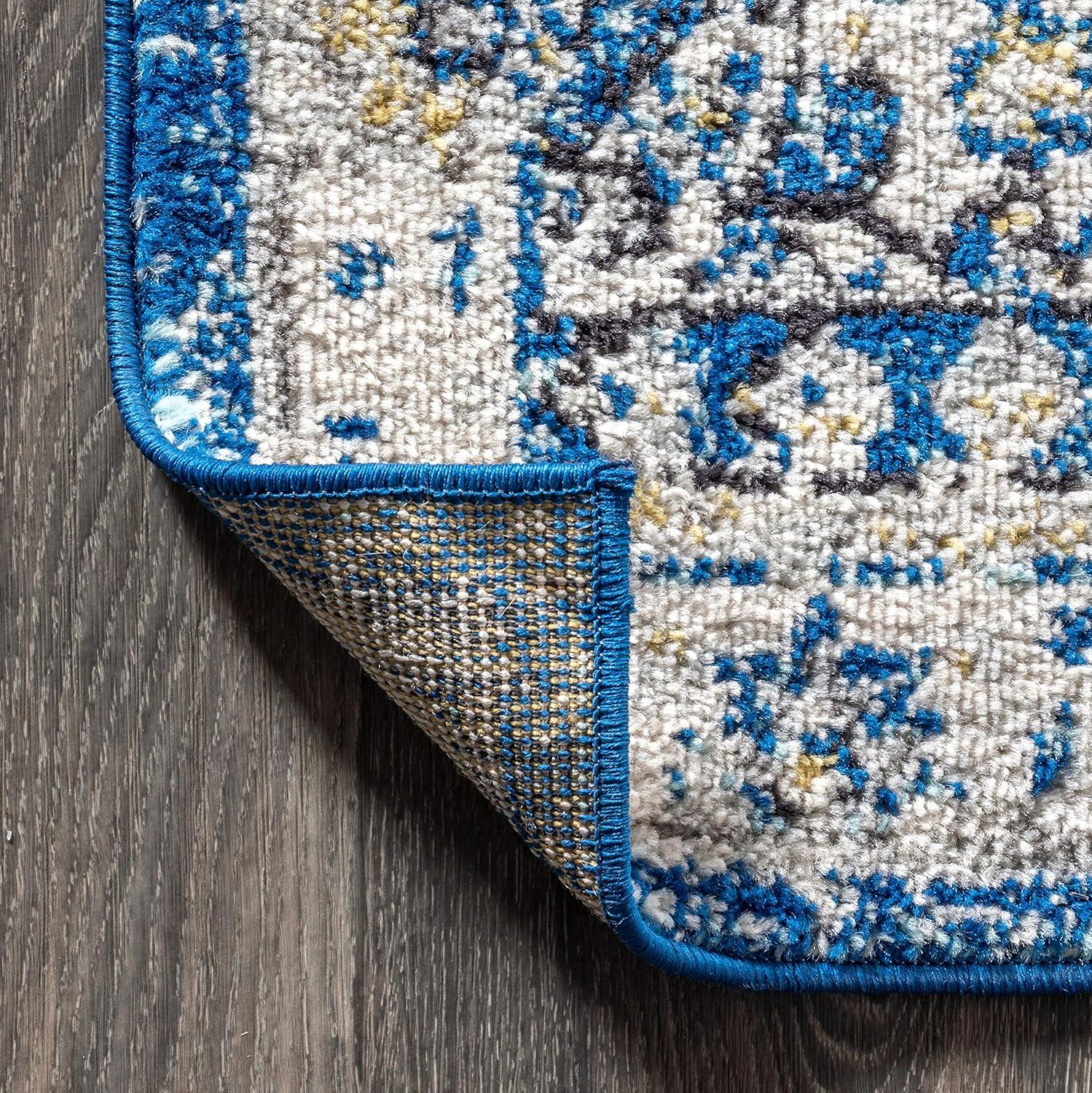 JONATHAN Y Bohemian FLAIR Boho Vintage Medallion Blue/Cream 4 ft. x 6 ft. Area Rug