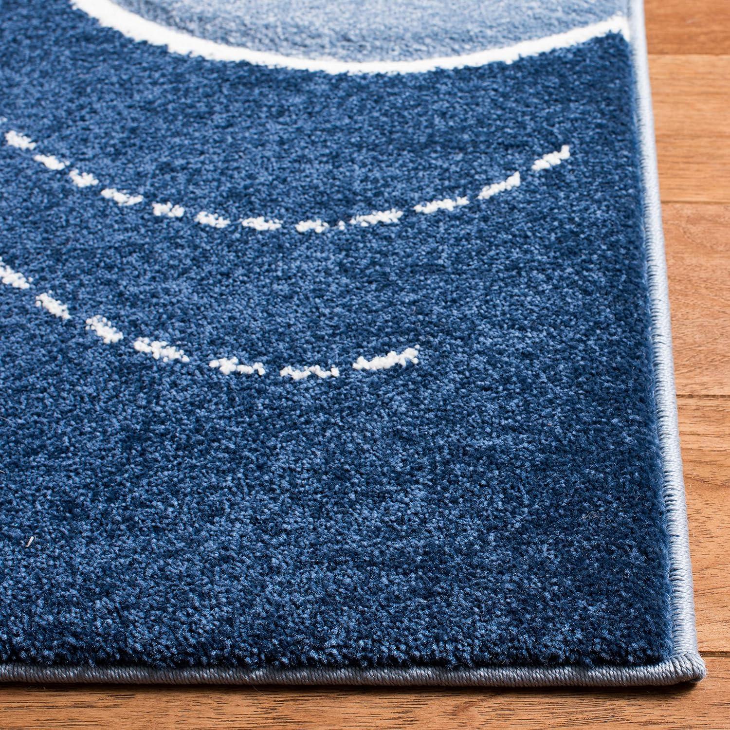 Blue and Grey 4' x 6' Kids Animal Adventure Rug