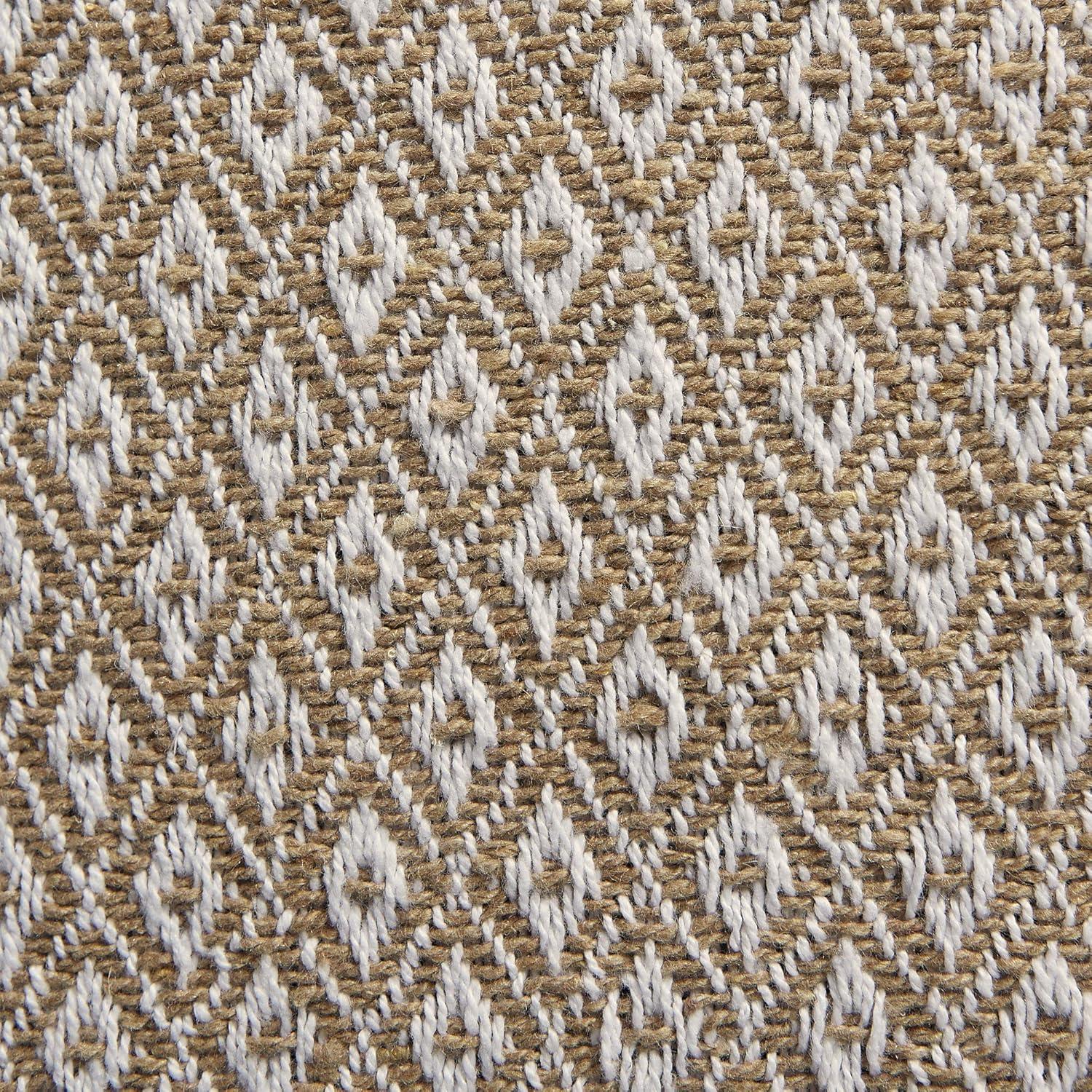 Design Imports  Mini Diamond Jacquard Fringe Table Runner, Stone, 15X72"