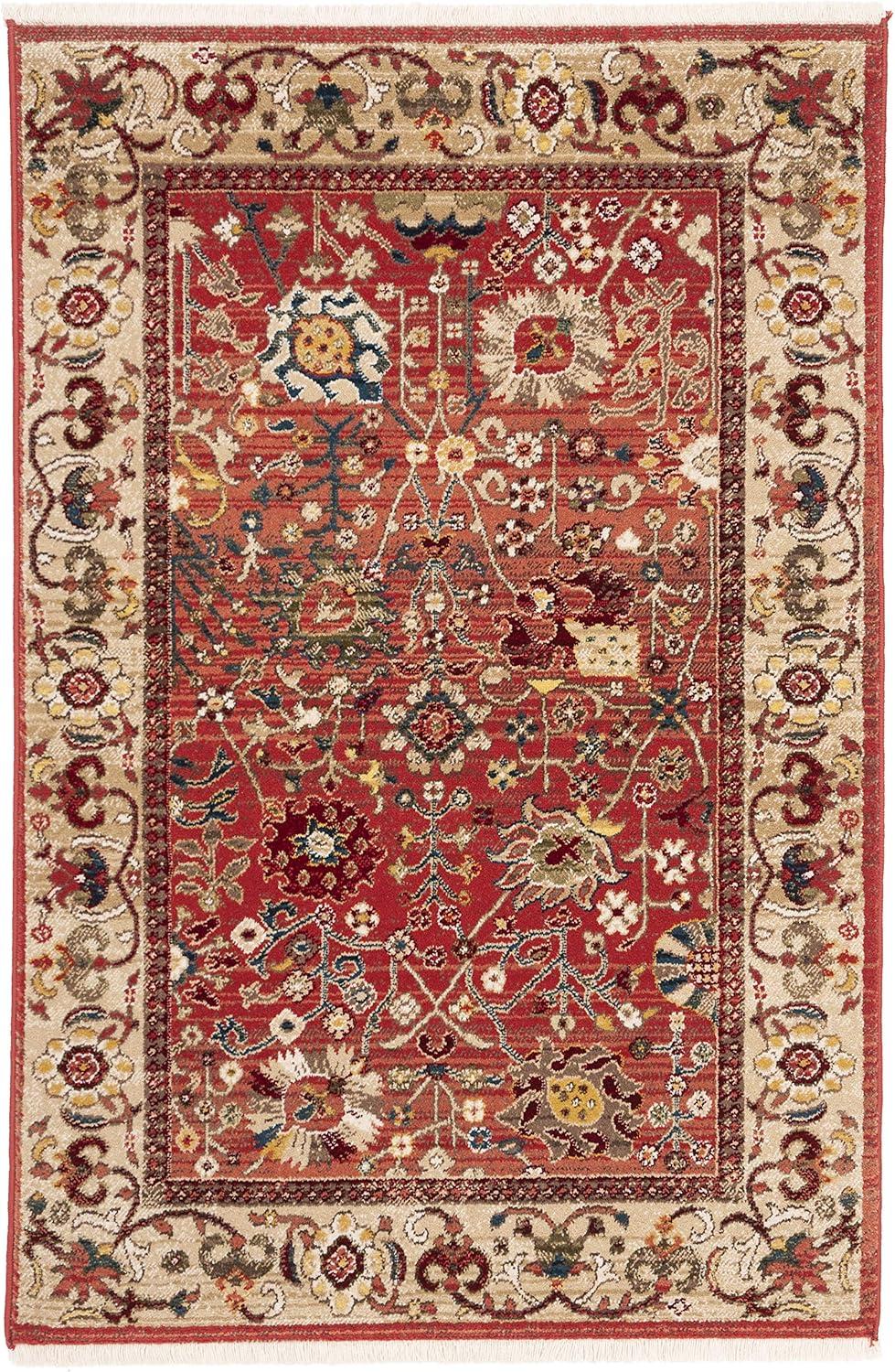 SAFAVIEH Kashan Vaska Traditional Area Rug, Red/Beige, 3'3" x 4'10"