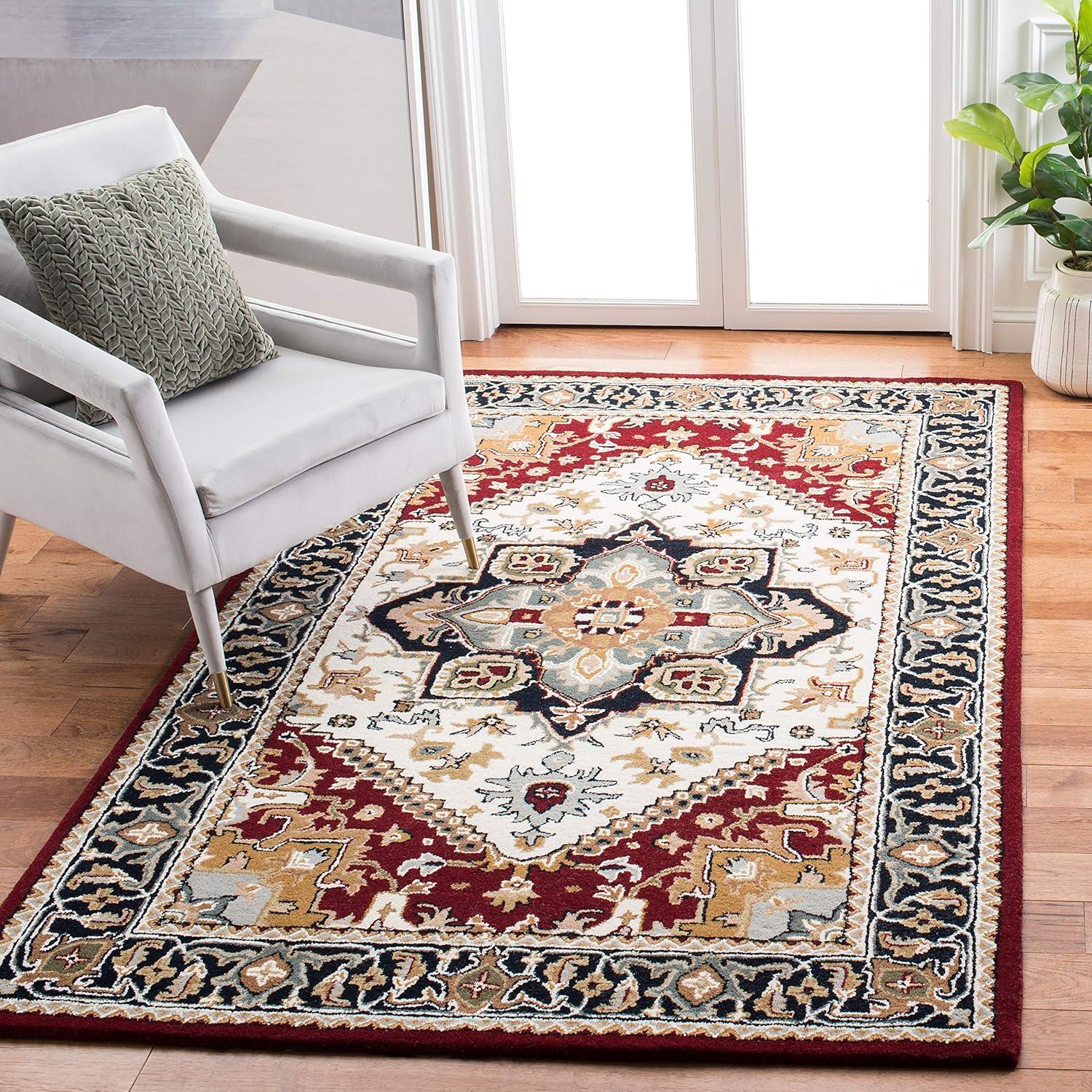 Heritage HG625 Handmade Area Rug - 5'x8' - Ivory/Red - Safavieh