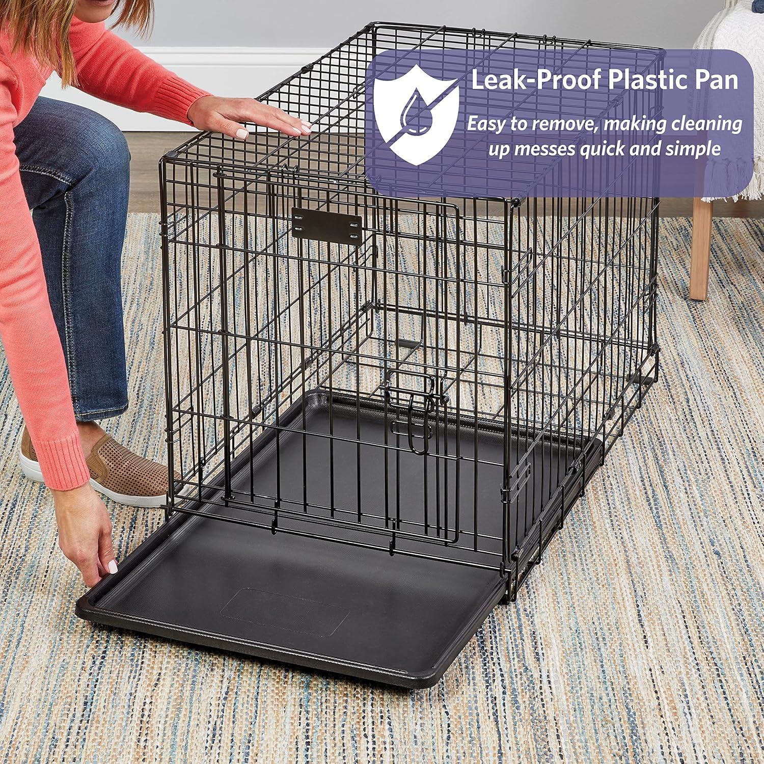 MidWest Homes for Pets Newly Enhanced Single Door iCrate Dog Crate, Includes Leak-Proof Pan, Floor Protecting Feet , Divider Panel & New Patented Features, Measures 18L x 12W x 14H Inches, Black