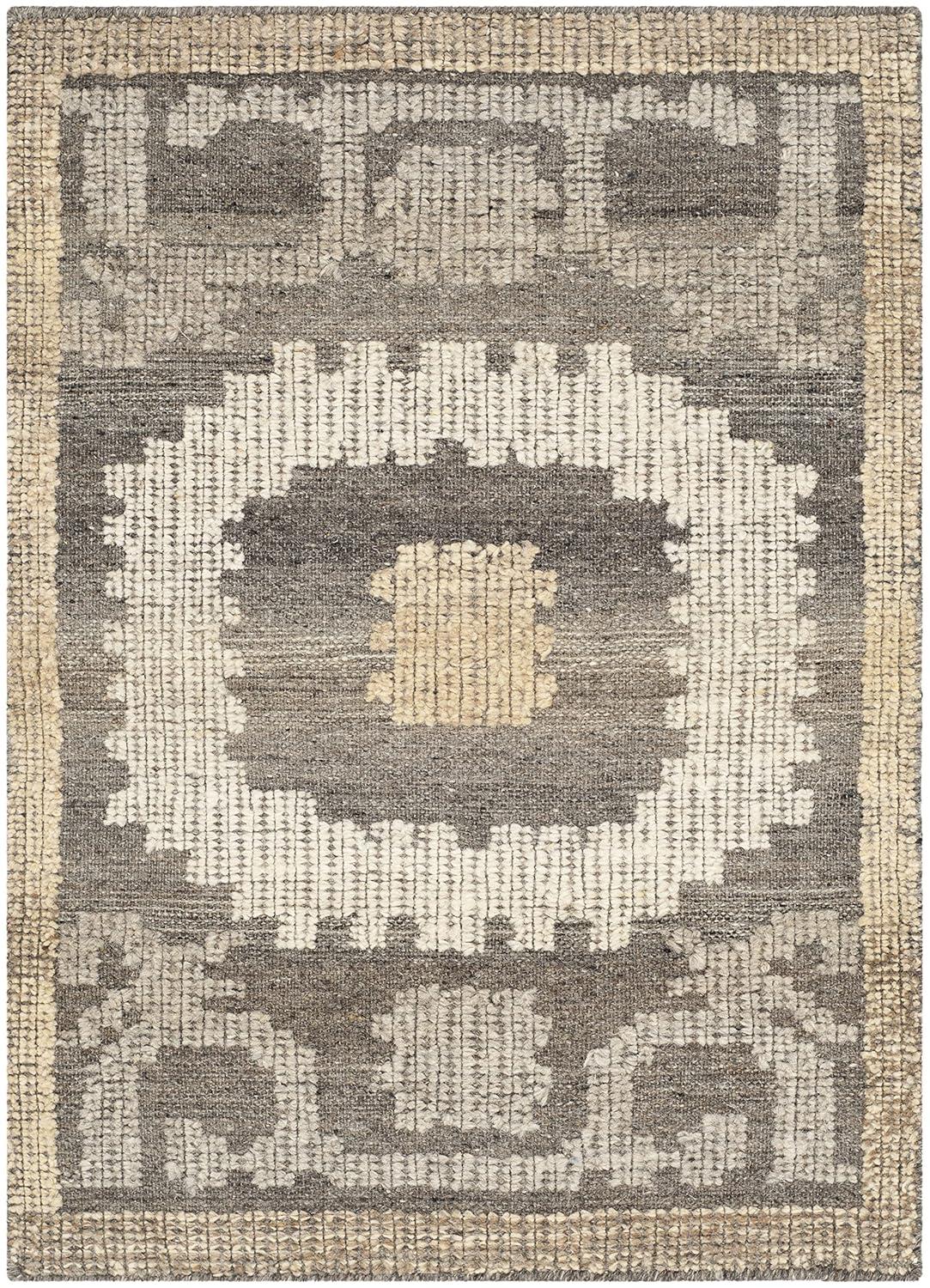 Kenya KNY313 Hand Knotted Area Rug - Ivory/Brown - 7'x7' - Safavieh.