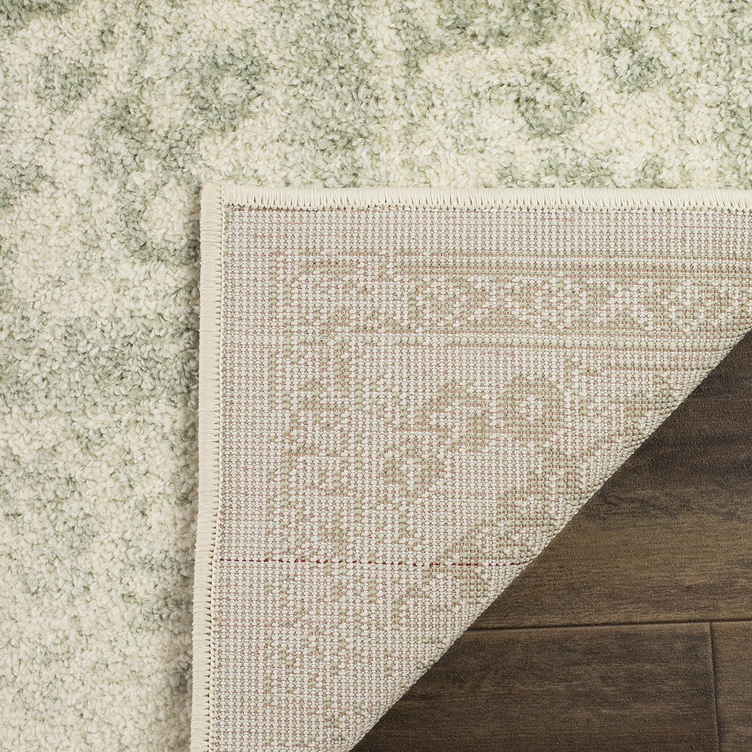 Ivory and Sage Oriental Distressed Runner Rug - Easy Care, 2'1" x 6'