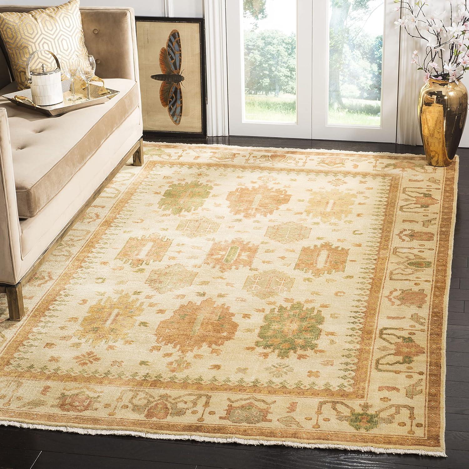 Traditional Rug - Oushak Wool Pile -Ivory/Ivory Style-A-Color:Ivory/Ivory,Design:Traditional,Shape:Large Rectangle,Size:12'L x 9'W