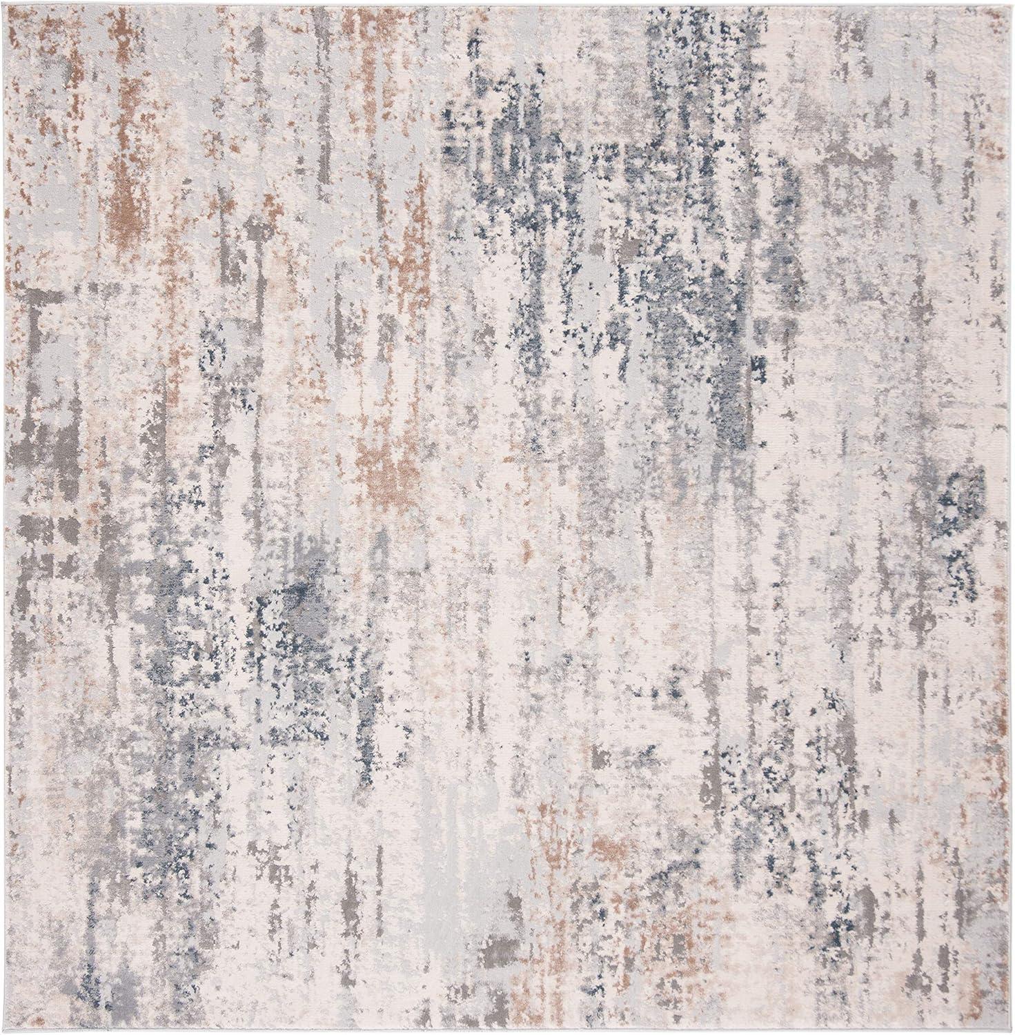 Invista INV432 Power Loomed Area Rug - Cream/Grey - 6'7"x6'7" - Safavieh.