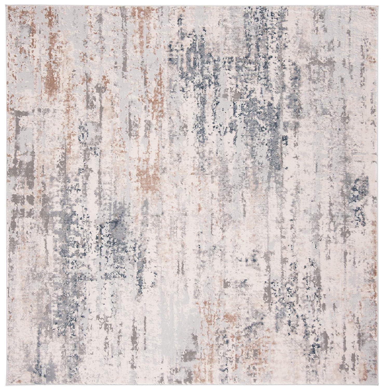 Invista INV432 Power Loomed Area Rug - Cream/Grey - 6'7"x6'7" - Safavieh.