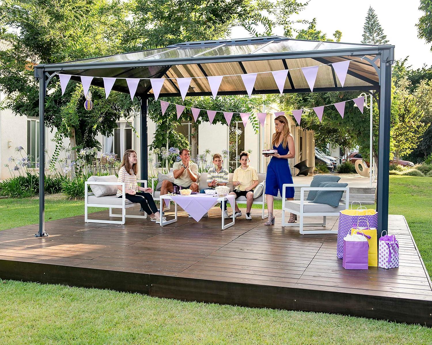 Palram - Canopia Martinique 4300 10' x 14' Polycarbonate/Aluminum Gazebo - Gray/Bronze