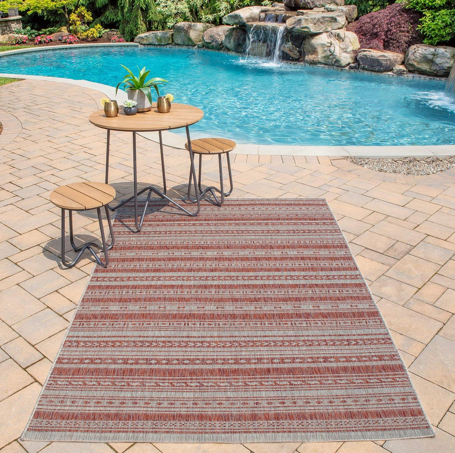 Tuscany Geometric Copper Indoor / Outdoor Area Rug