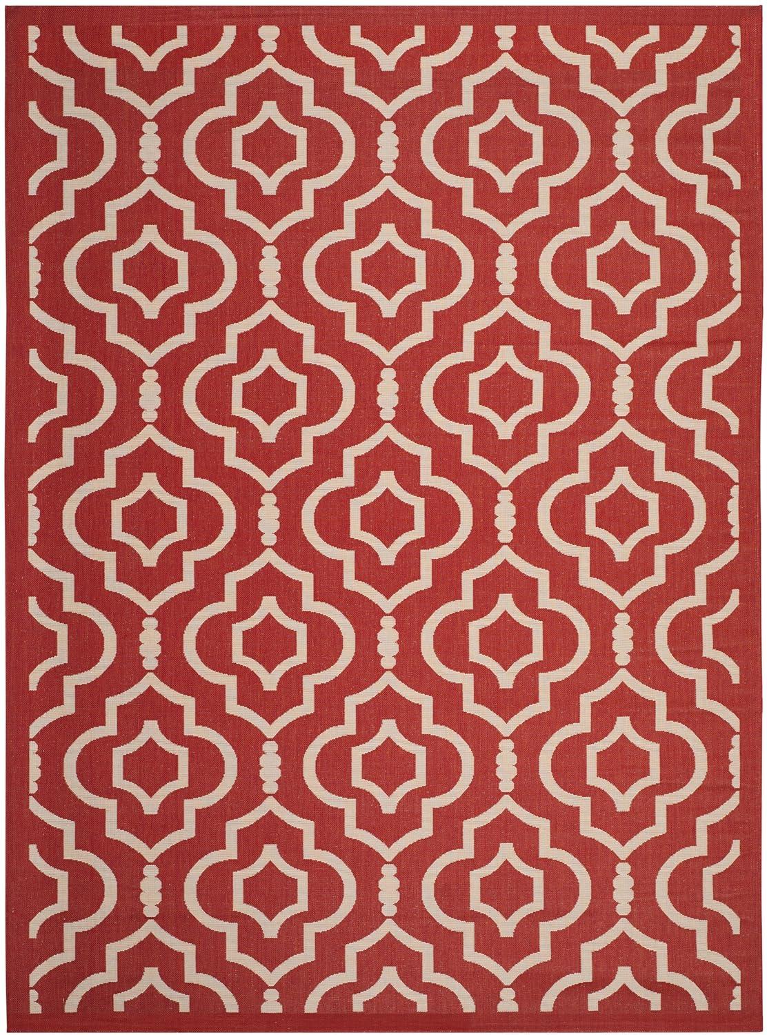 Courtyard CY6926 Power Loomed Indoor and Outdoor Area Rug - Red/Bone - 9'x12' - Safavieh