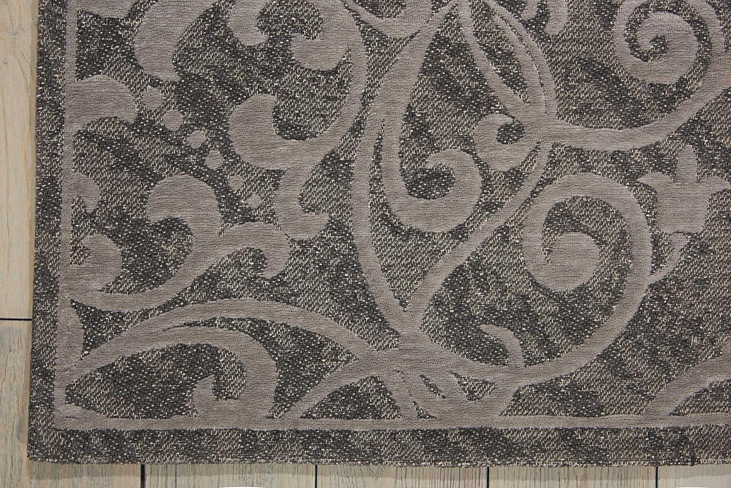 Nourison Damask Damask Grey 5' x 7' Area Rug, (5x7)