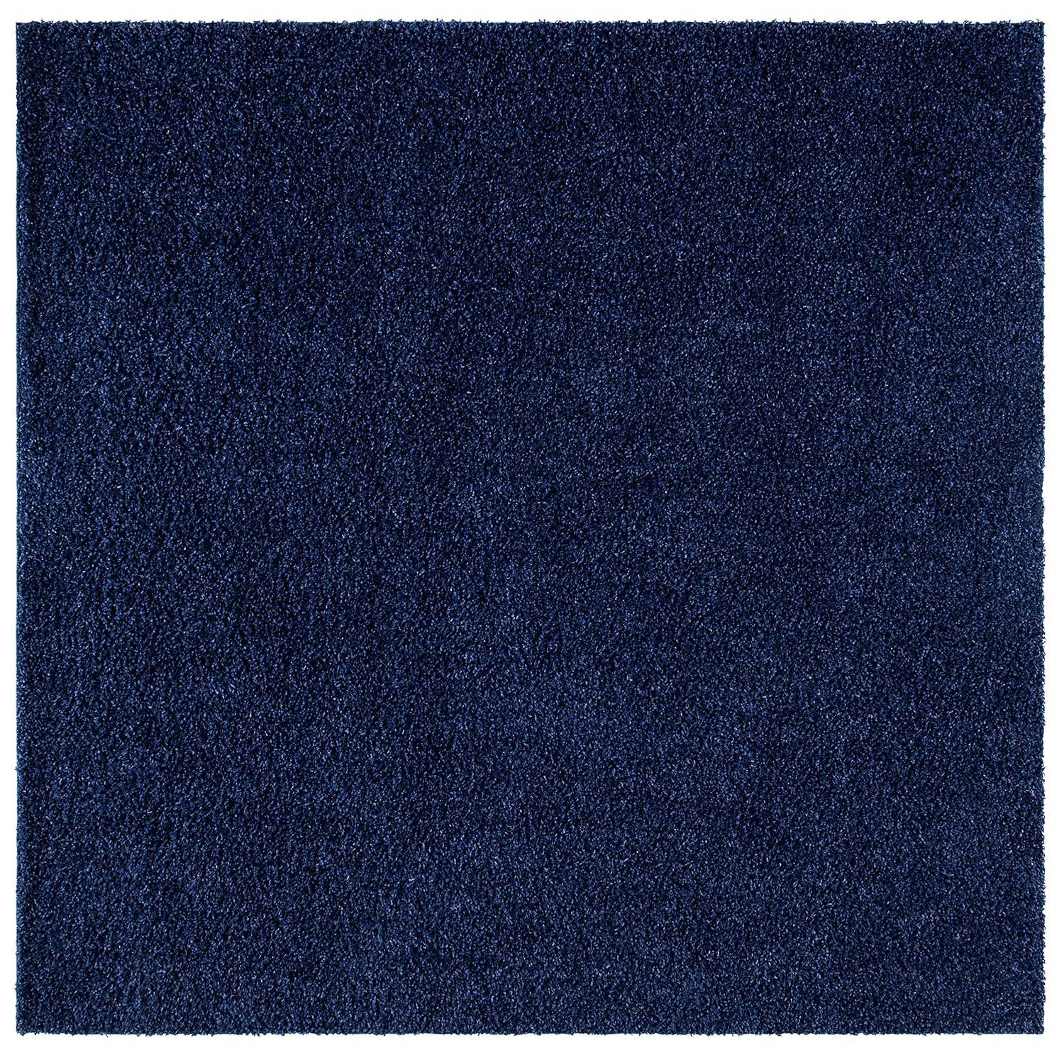 California Shag SG151 Power Loomed Indoor Accent Rug - Navy - 4'x4' - Safavieh