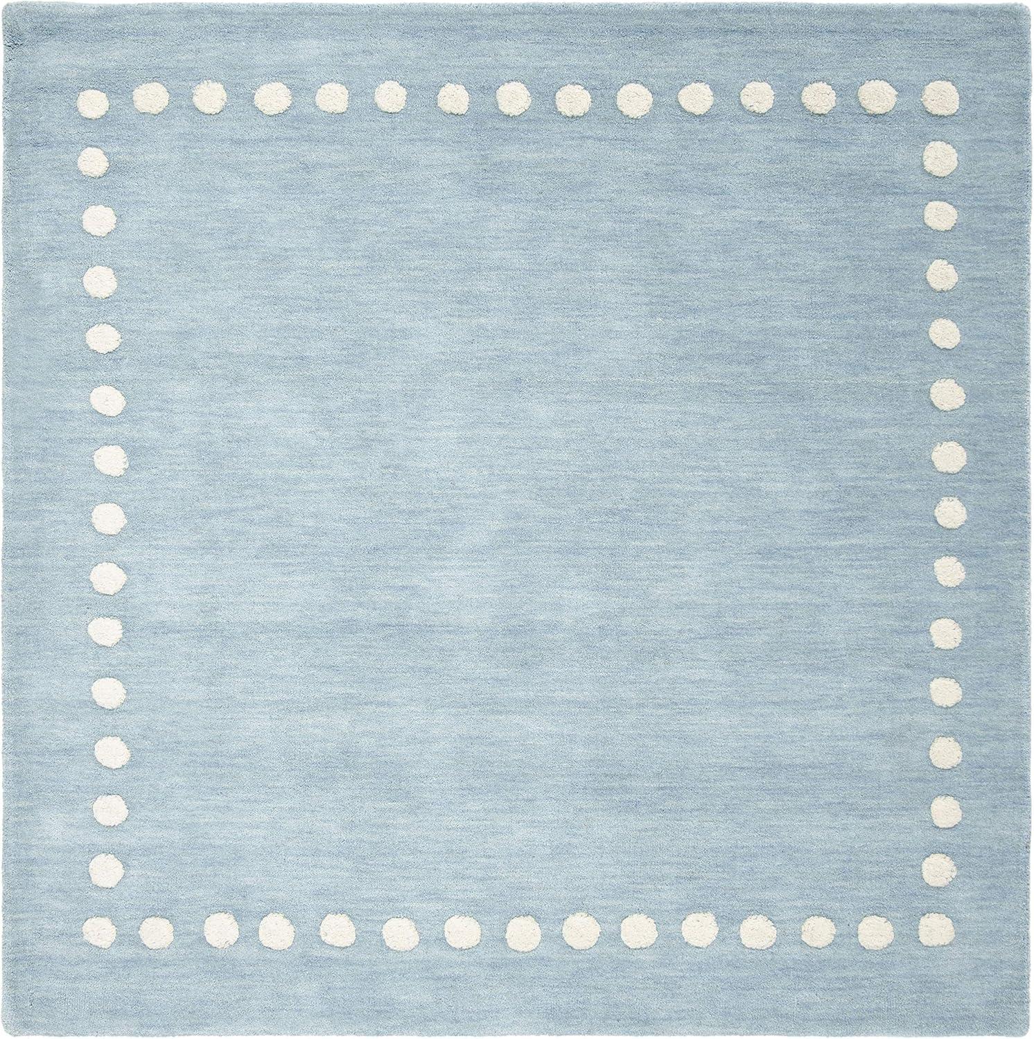 Safavieh Kids SFK802 Hand Loomed Indoor Area Rug - Blue/Ivory - 5'x5' - Safavieh