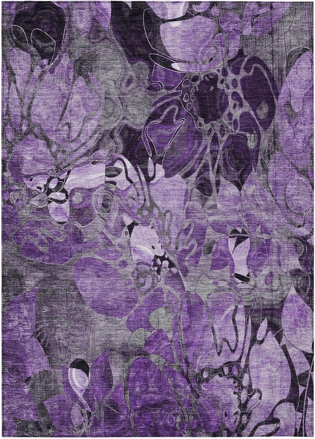 Chantille Purple and Gray Floral 9' x 12' Synthetic Rug