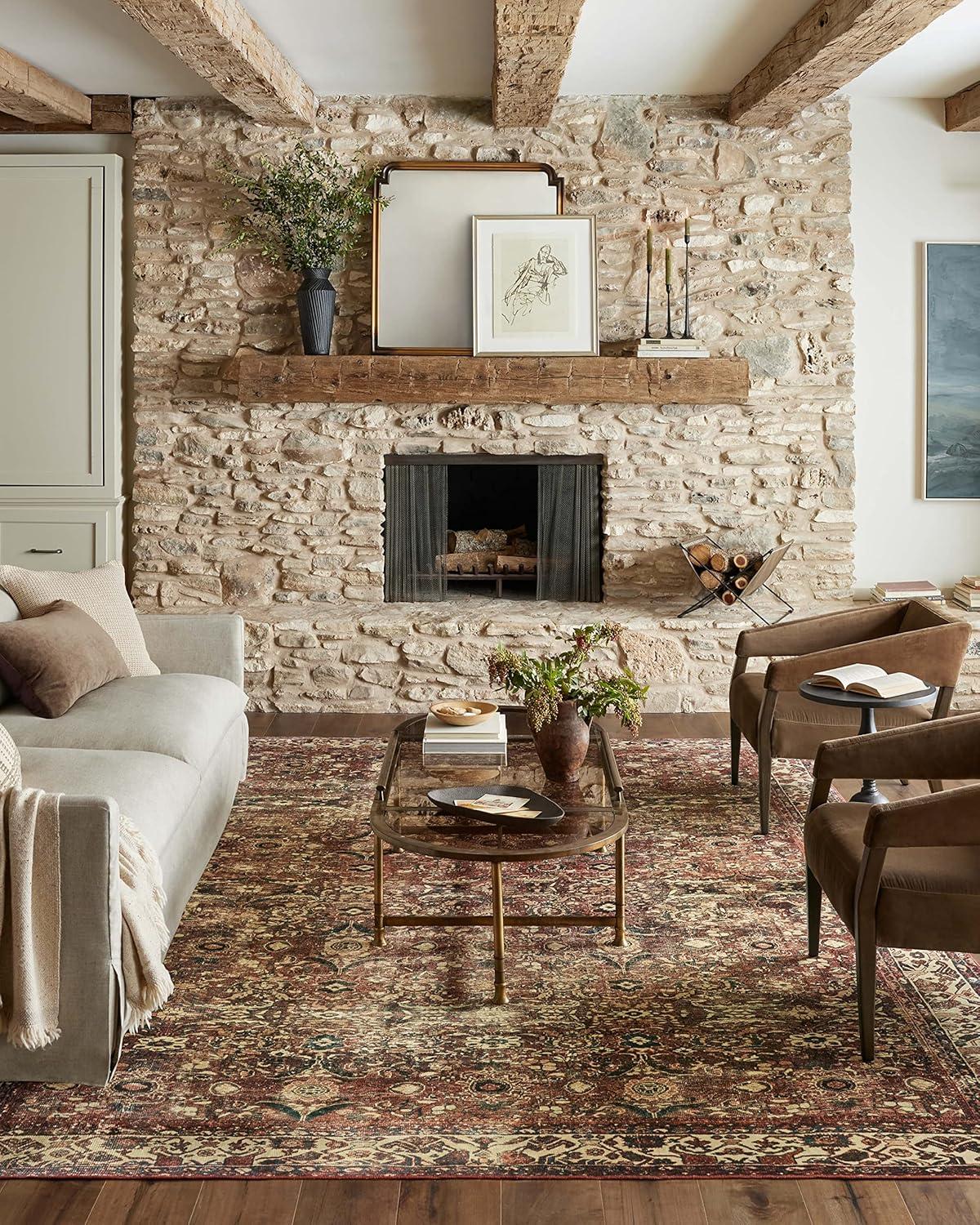 Magnolia Home By Joanna Gaines X Loloi Banks Machine Washable Brick / Ivory Area Rug