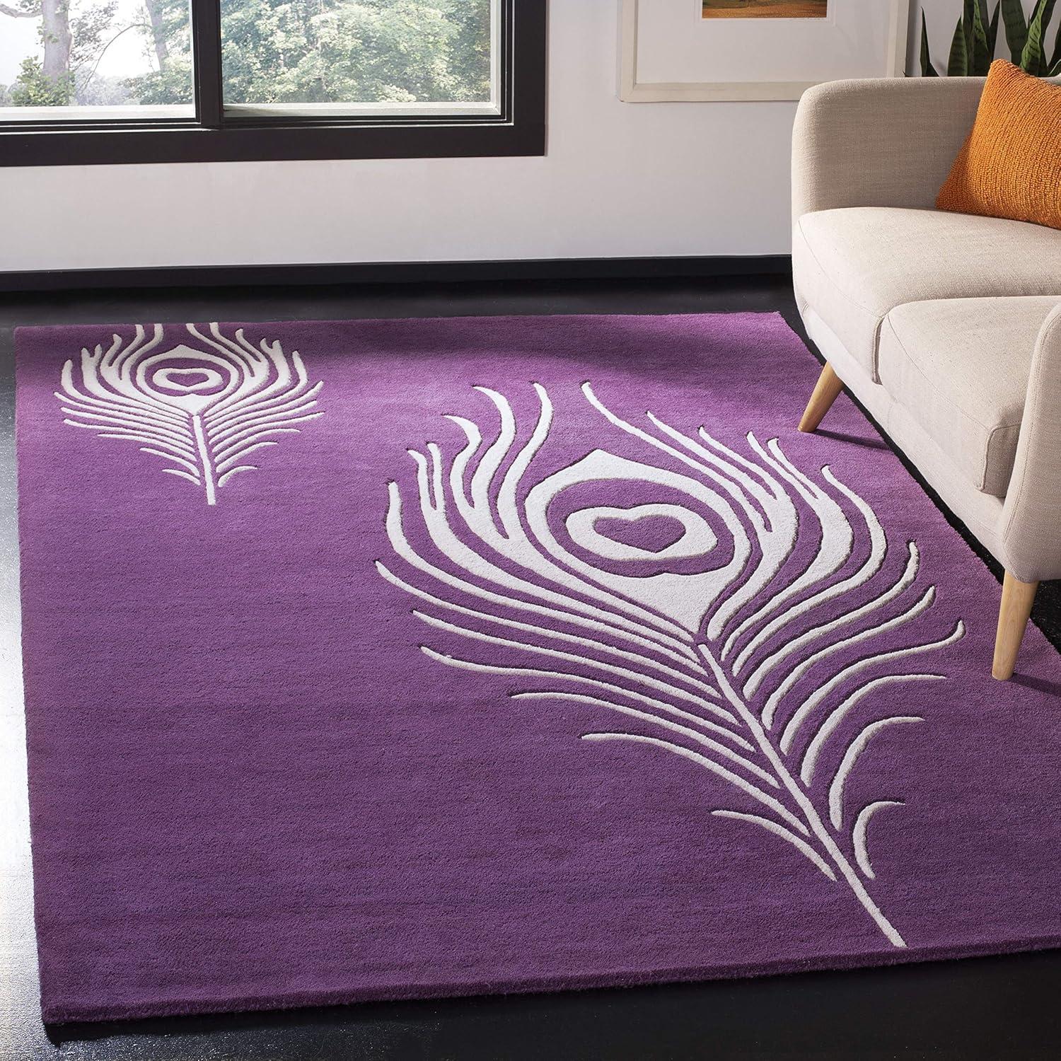Soho SOH704 Hand Tufted Indoor Area Rug - Purple/Ivory - 5'x8' - Safavieh