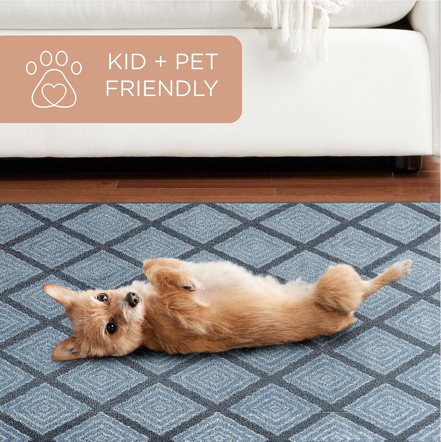 TOWN & COUNTRY EVERYDAY Rein Solid Diamond Everwash Non-Slip Backing Washable Area Rug Beige