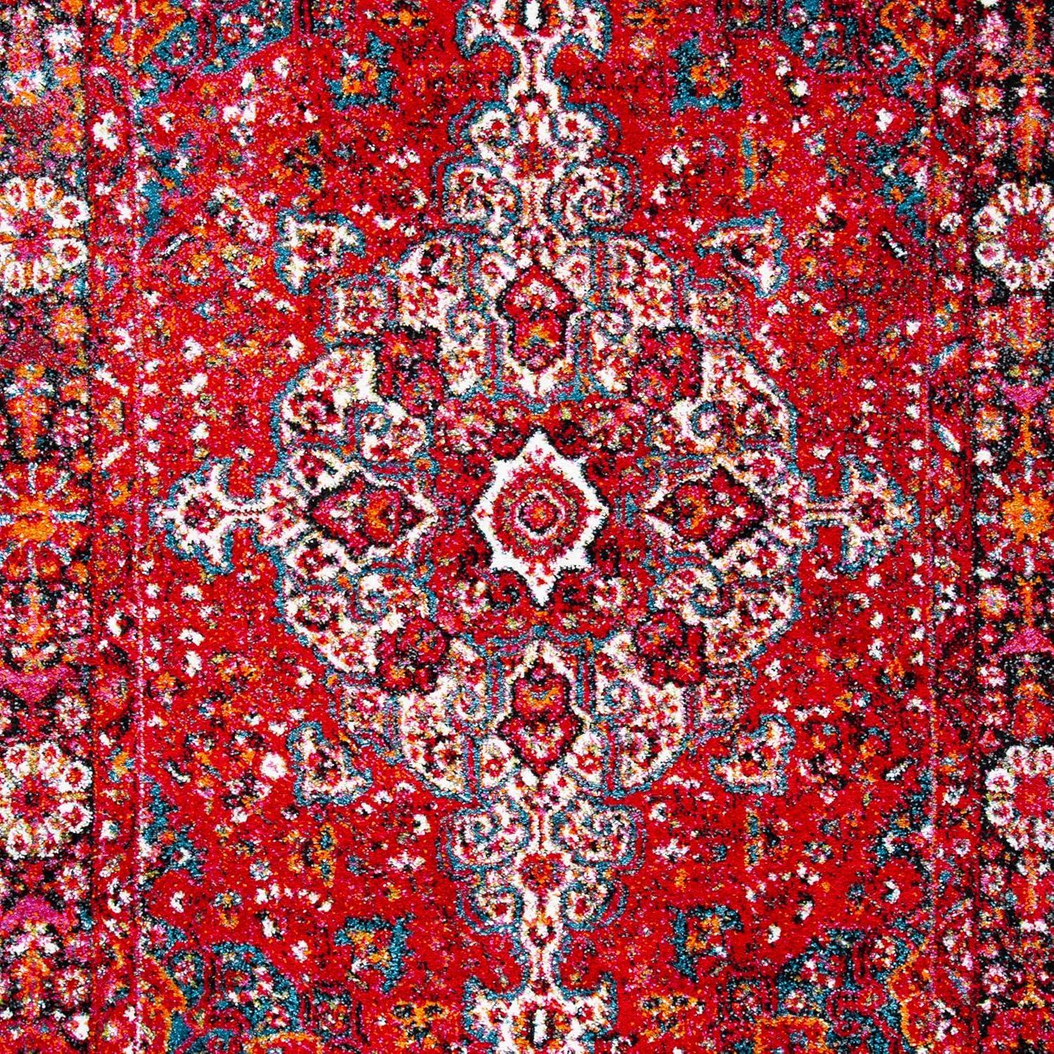 Elysian Red & Multi Round Oriental Accent Rug, 47" Synthetic