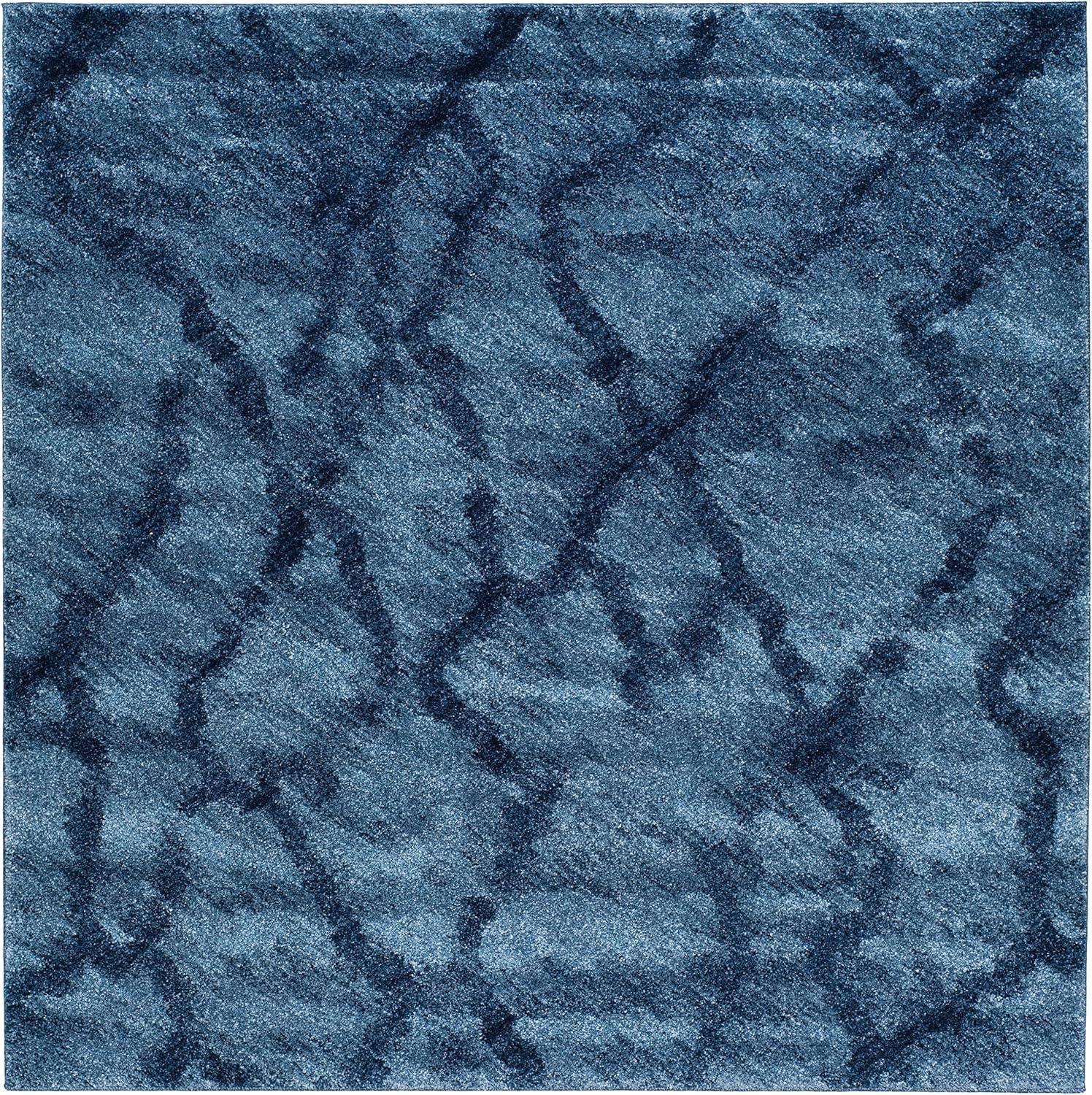 Retro RET2144 Power Loomed Indoor Area Rug - Blue/Dark Blue - 6'x6' - Safavieh.