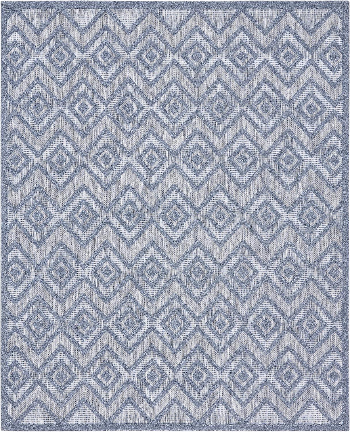 Denim Blue Diamond Flat Woven Synthetic 7' x 10' Rug