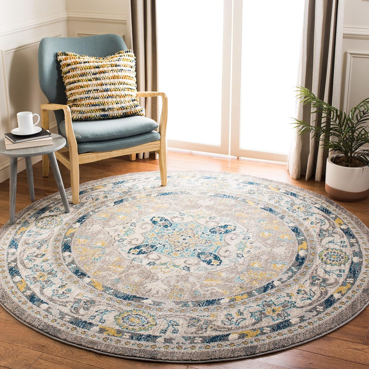 Phoenix PHX154 Power Loomed Indoor Accent Rug - 3'x5' - Ivory/Blue - Safavieh
