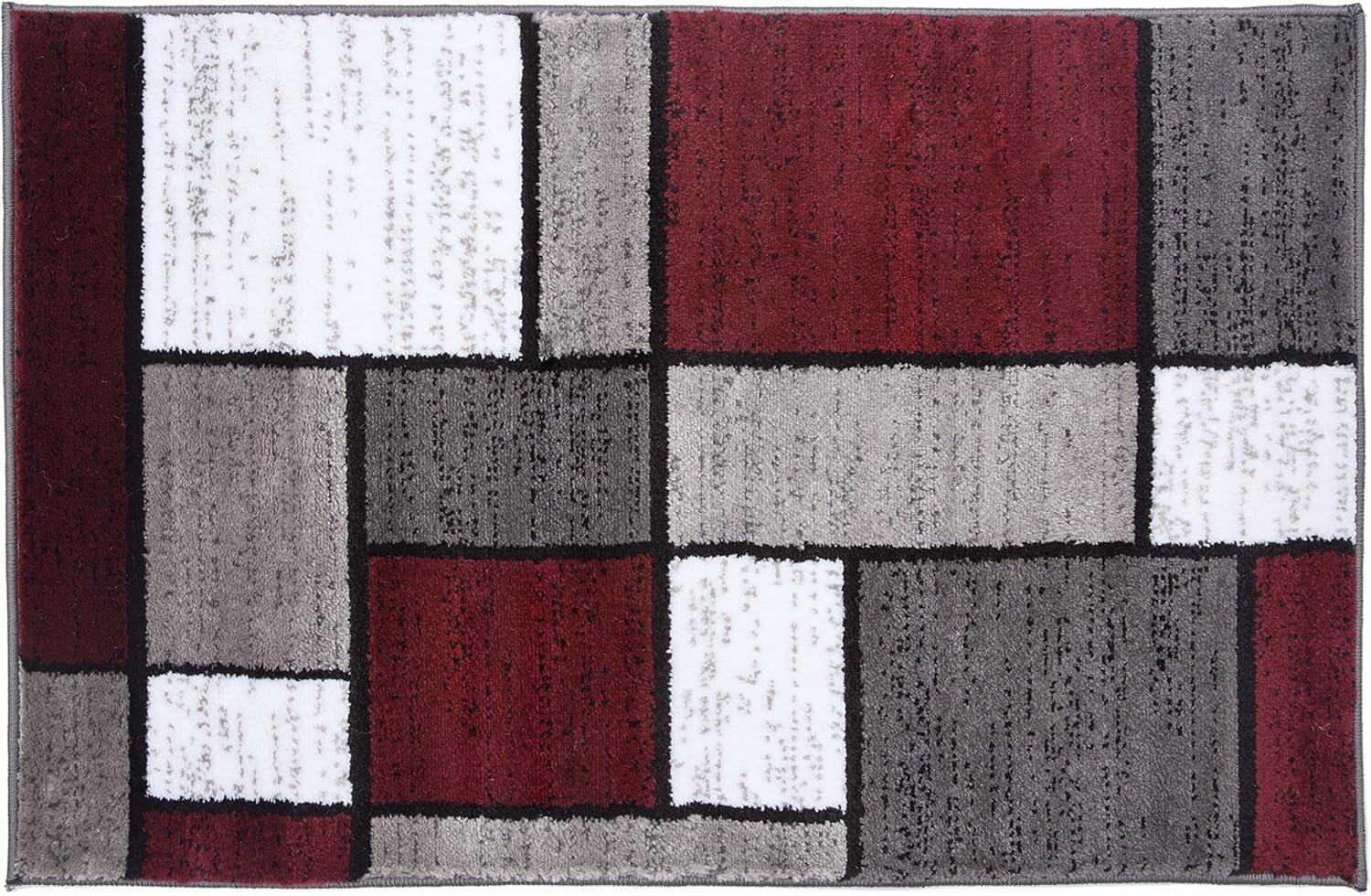 World Rug Gallery Contemporary Modern Boxed Color Block Red 2'x3' Area Rug