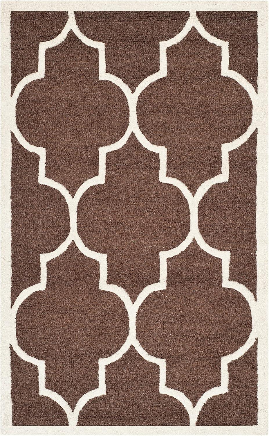 SAFAVIEH Cambridge Kevin Geometric Wool Area Rug, Dark Brown/Ivory, 3' x 5'