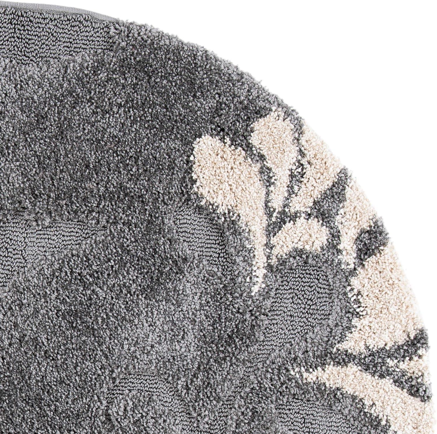 Florida Shag SG459 Power Loomed Indoor Area Rug - Smoke/Beige - 6'7" Round - Safavieh