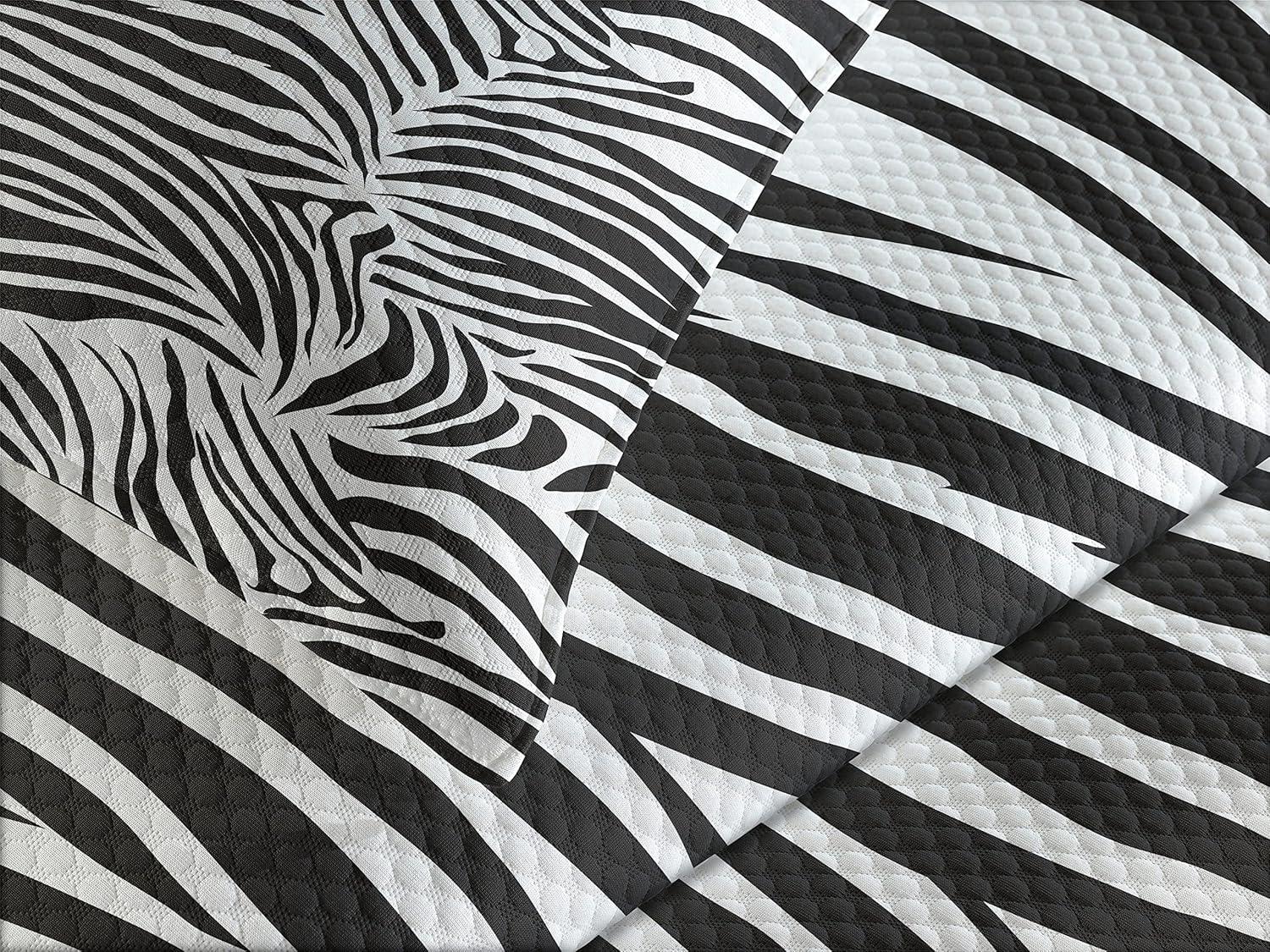 Ambesonne Black White Bedspread Wild Zebra