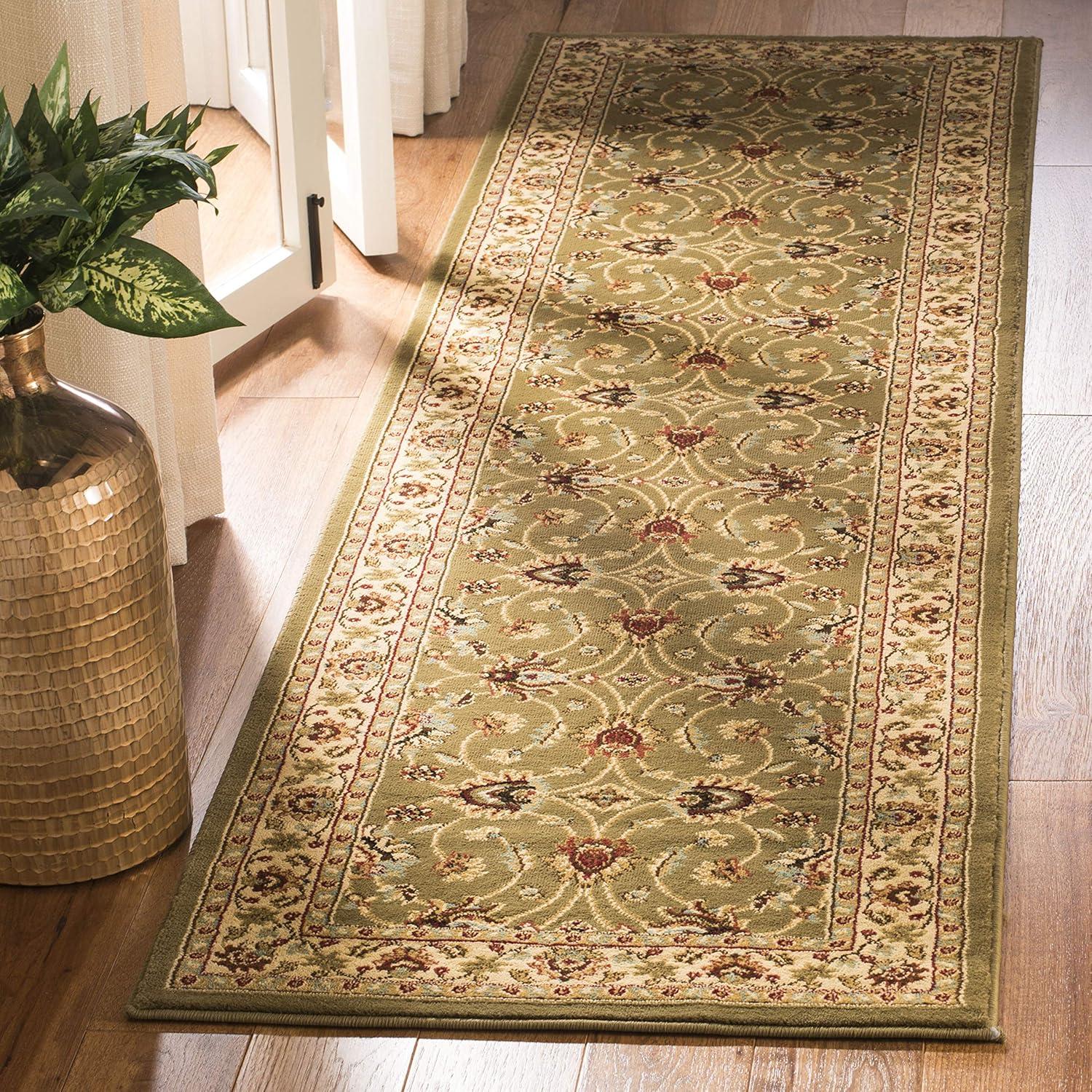 Lyndhurst LNH553 Power Loomed Runner Rug - Green/Ivory - 2'3"x8' - Safavieh.