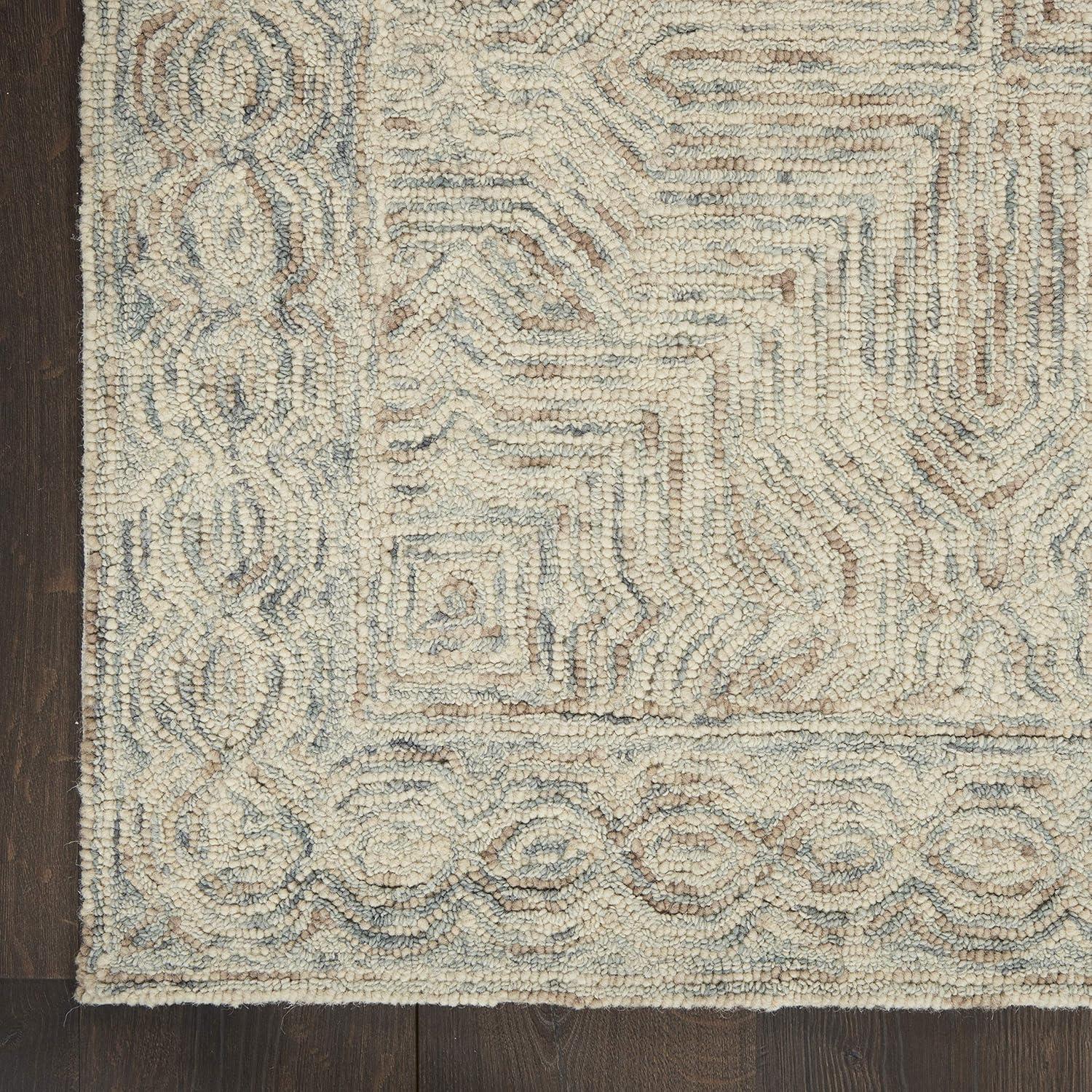 Linked Contemporary Blue and Ivory Hand-Tufted Area Rug