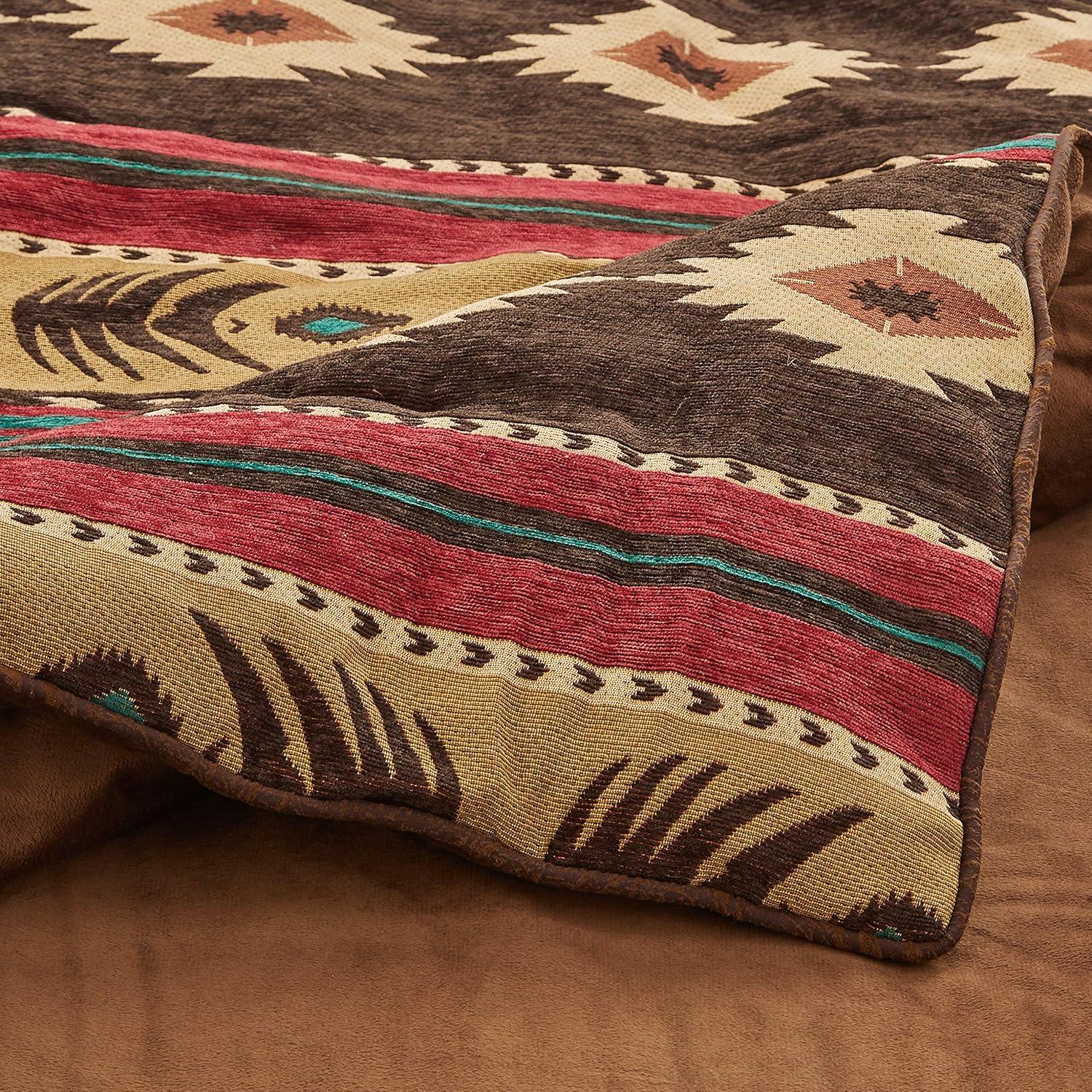 CARSTENS, INC. Woven Chenille 5-Piece Rustic Western Bedding Comforter Set, Cimarron, Full/Queen