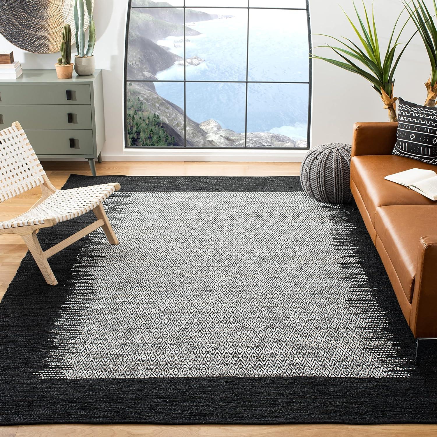 Vintage Leather VTL387 Hand Woven Indoor Accent Rug - Light Grey/Charcoal - 3'x5' - Safavieh.