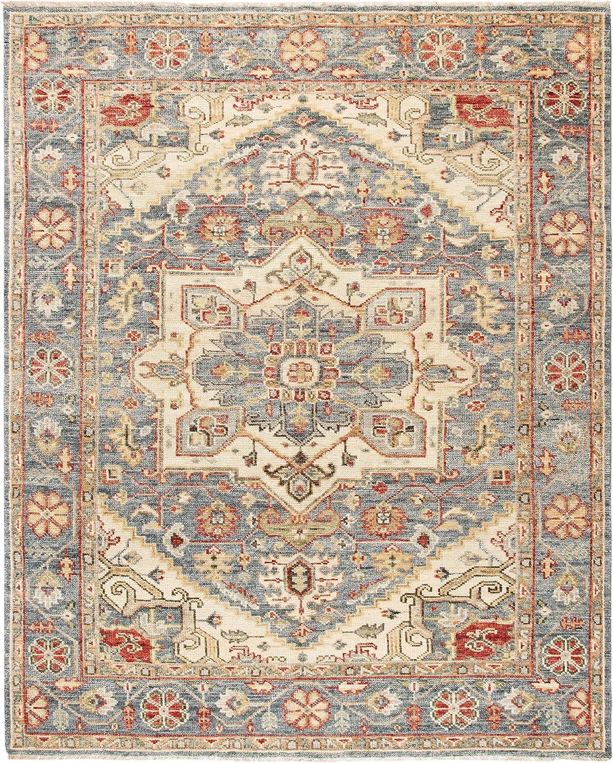 Samarkand SRK121 Hand Knotted Area Rug - Red/Blue - 8'x10' - Safavieh.